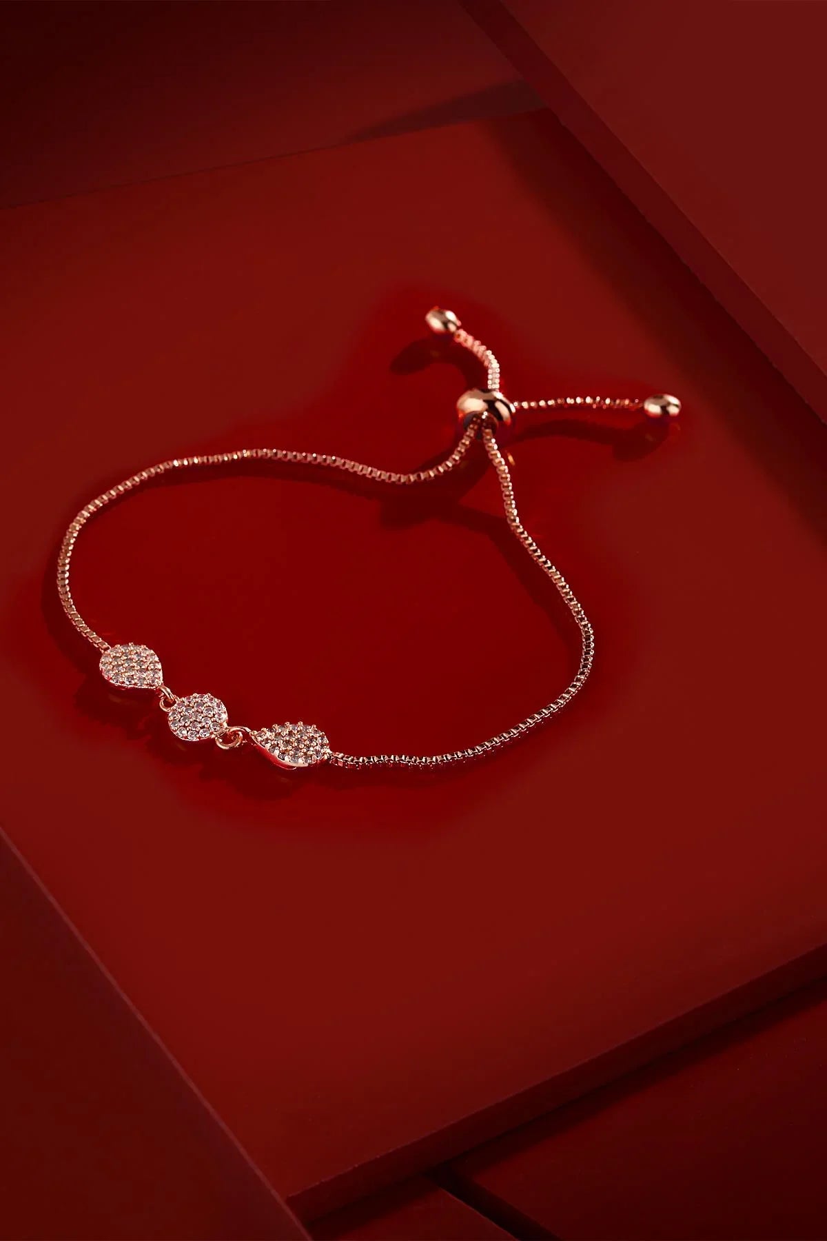 TOPSHOP Time Zirkon Taşlı Rose Renkli Ayarlanabilir Asansörlü Kadın Bileklik TSJ11285-1385-C