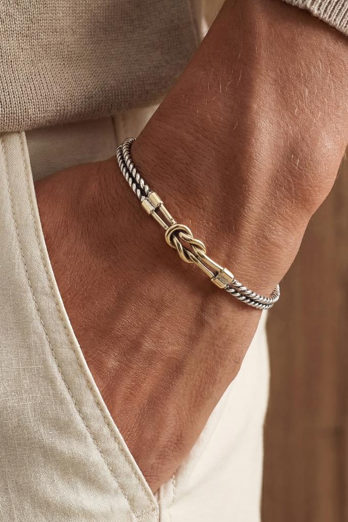 FRNCH 925 Ayar Gümüş İtalyan Model Gümüş-Altın Renk Erkek Bileklik FRJ12893-3893-AG