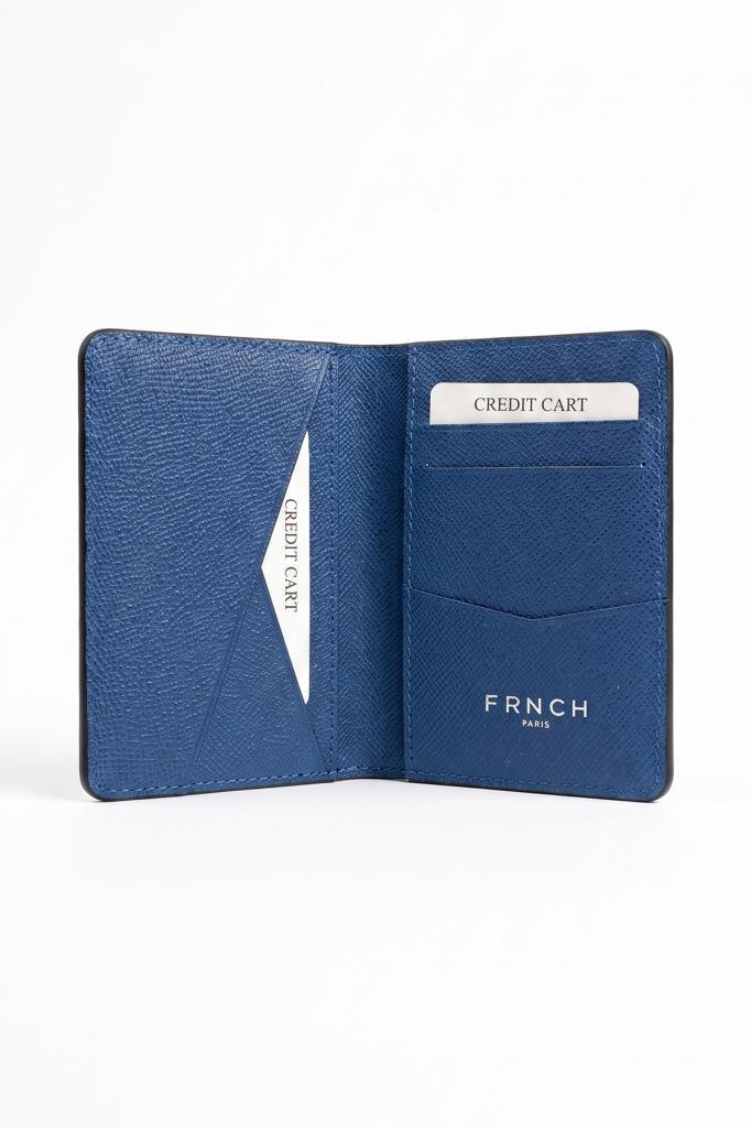 FRNCH %100 Saffiano Derili Siyah-Lacivert Renkli Kartlık FRCE10002-L