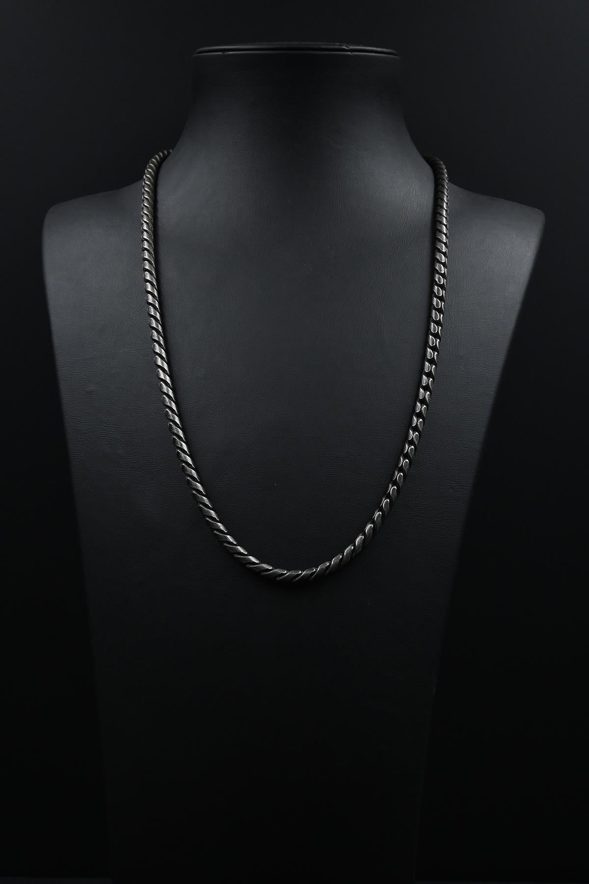 FRNCH 316L Çelik İtalyan Model Antik Gümüş Renk Erkek Kolye FRJ30780-880-B