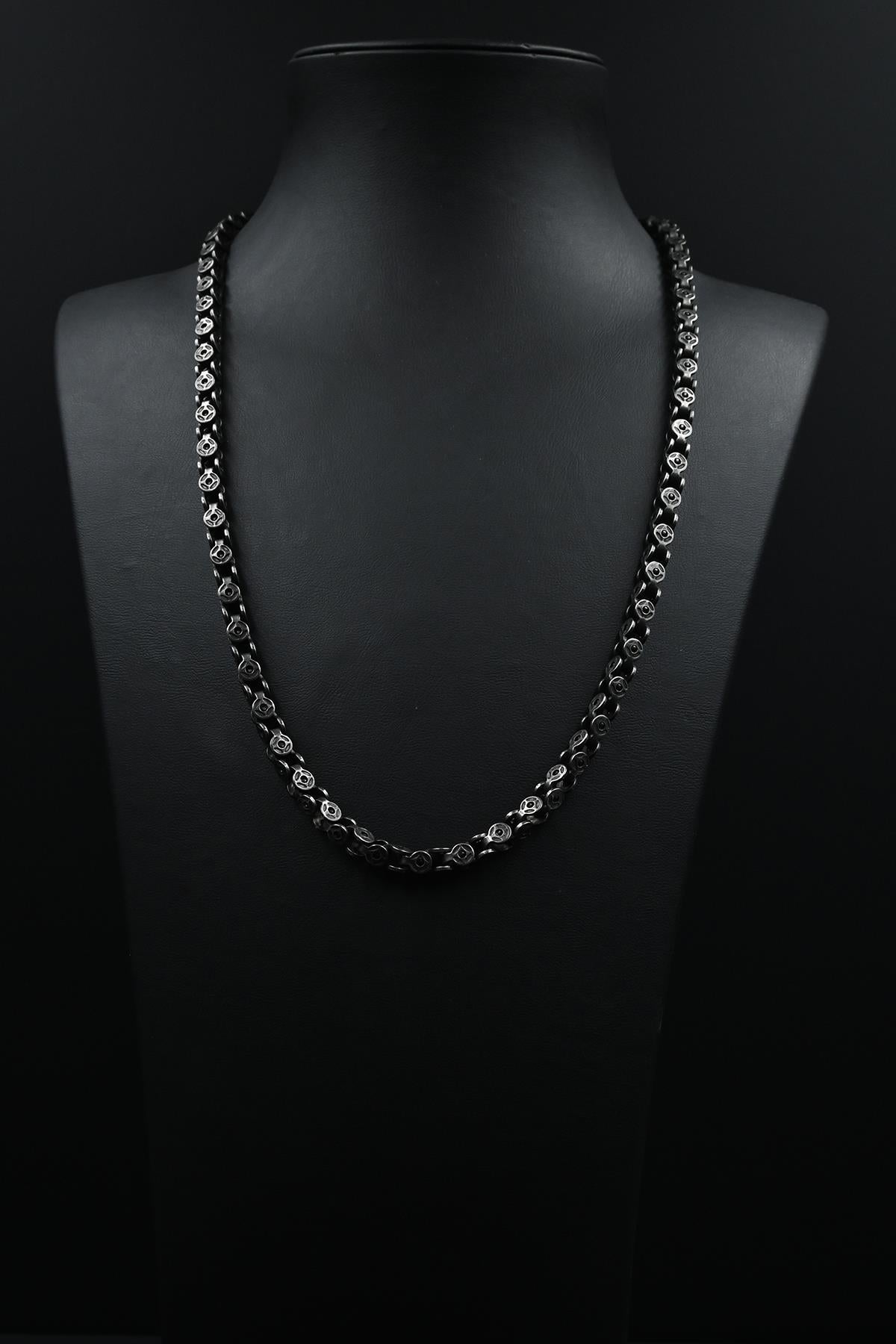 FRNCH 316L Çelik İtalyan Model Antik Gümüş Renk Erkek Kolye FRJ30782-882-B