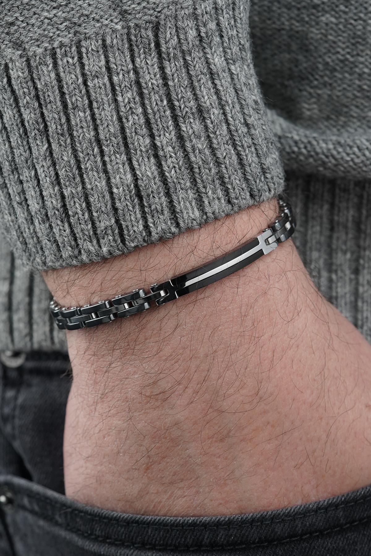 FRNCH 316L Çelik İtalyan Model Füme Renk Erkek Bileklik FRJ12859-3859-B