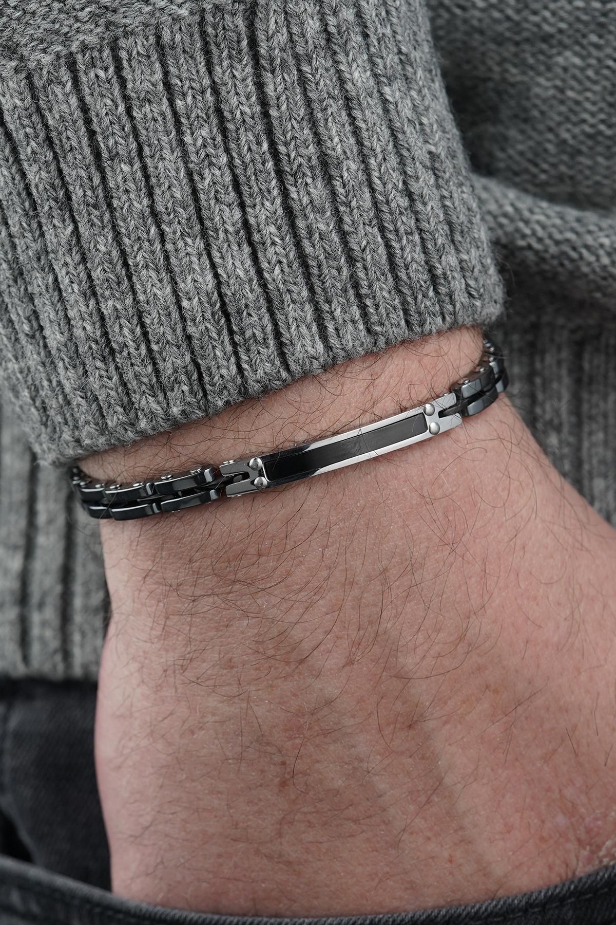 FRNCH 316L Çelik İtalyan Model Füme Renk Erkek Bileklik FRJ12860-3860-BA