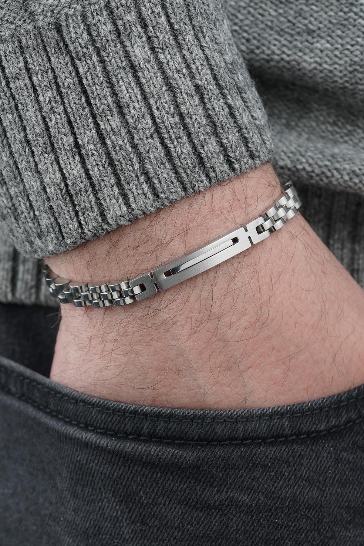 FRNCH 316L Çelik İtalyan Model Gümüş Renk Erkek Bileklik FRJ12846-3846-A