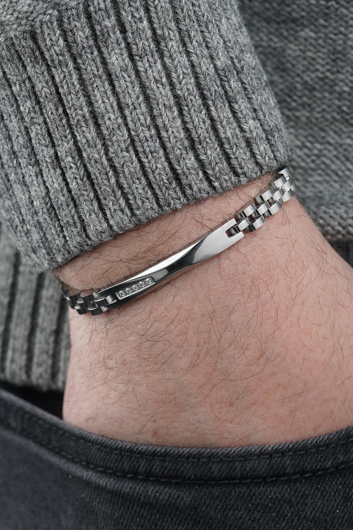 FRNCH 316L Çelik İtalyan Model Gümüş Renk Erkek Bileklik FRJ12847-3847-A