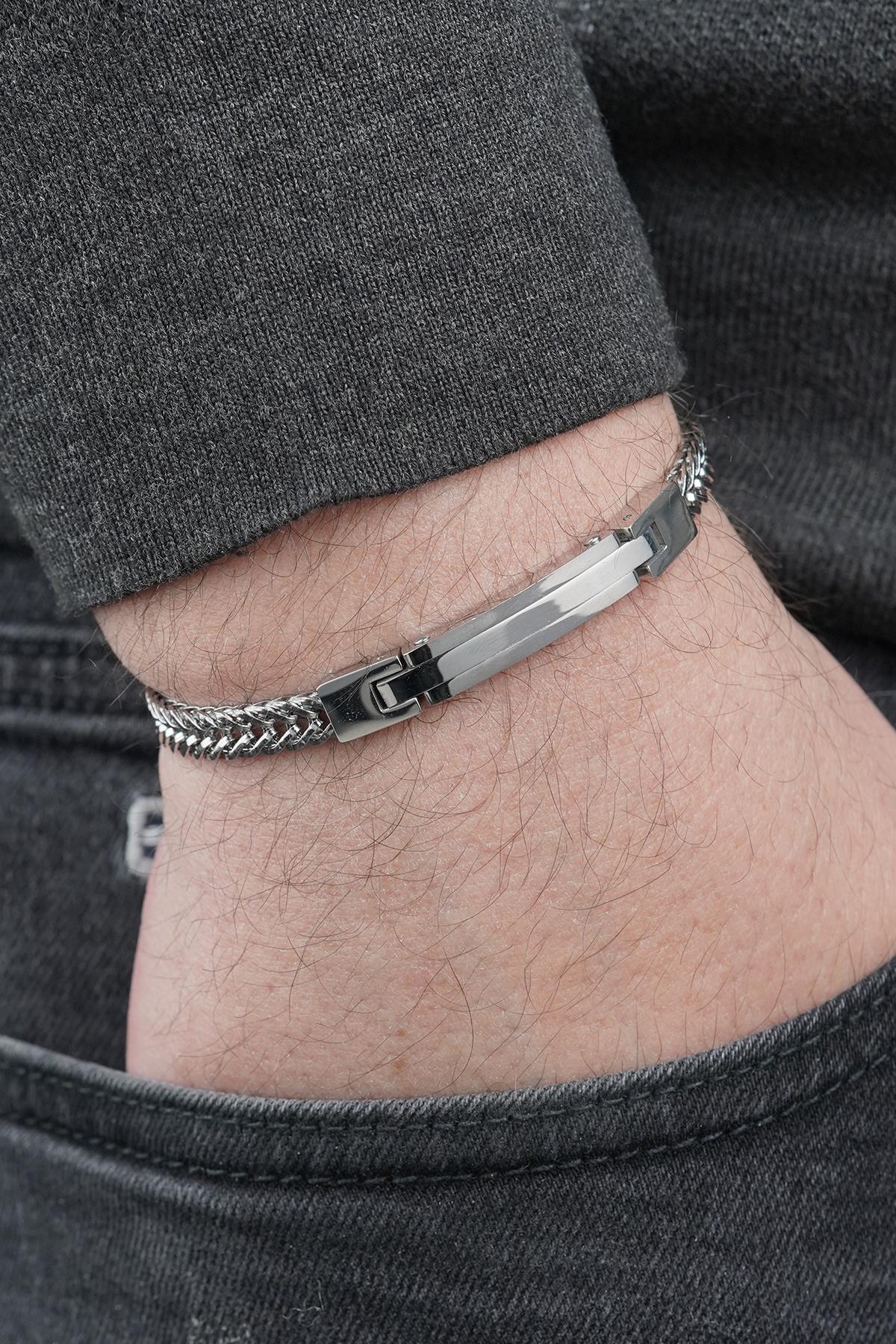 FRNCH 316L Çelik İtalyan Model Gümüş Renk Erkek Bileklik FRJ12879-3879-A