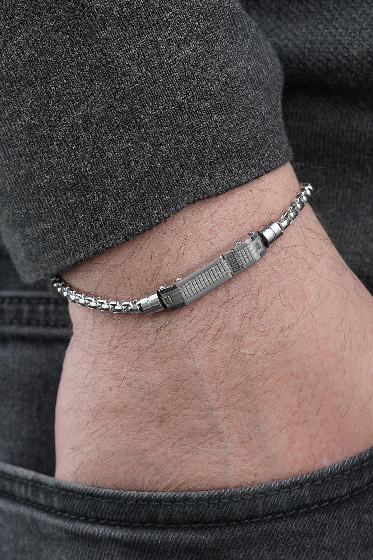 FRNCH 316L Çelik İtalyan Model Gümüş Renk Erkek Bileklik FRJ12885-3885-A