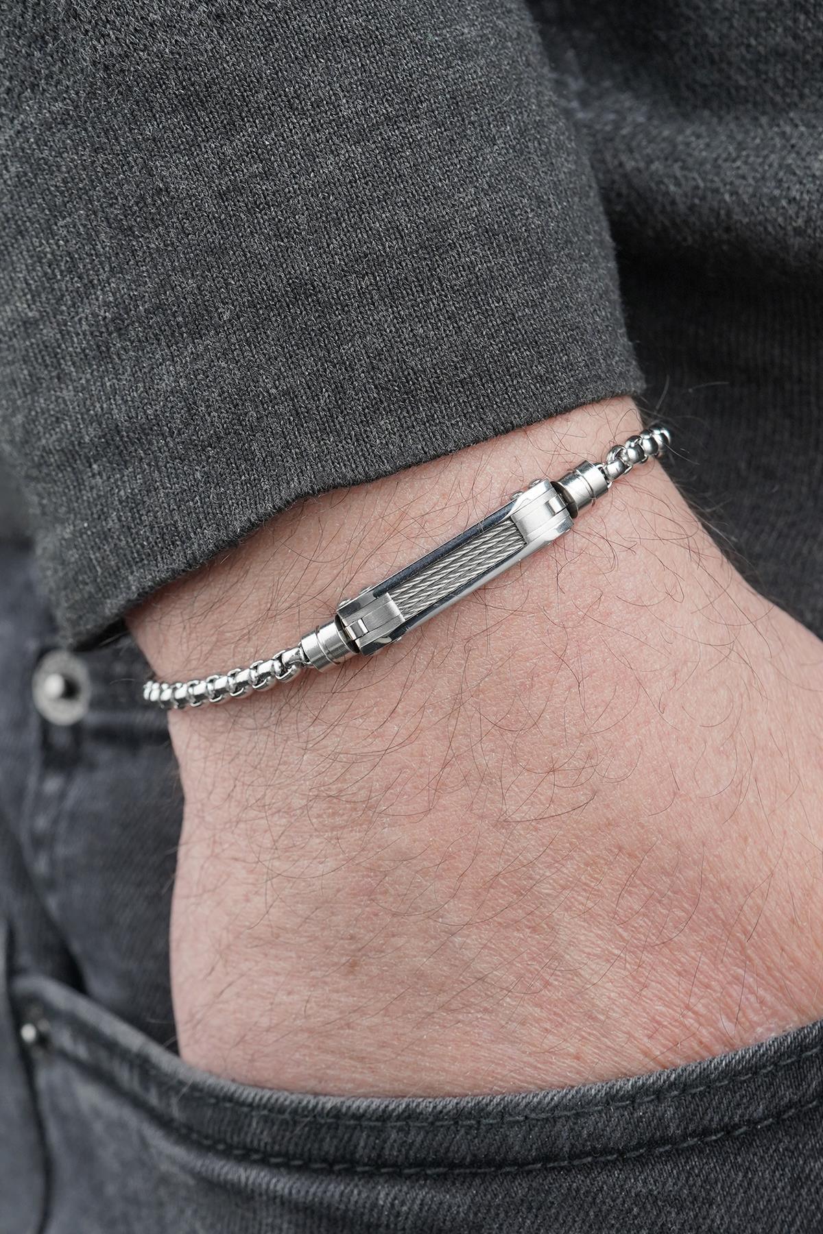 FRNCH 316L Çelik İtalyan Model Gümüş Renk Erkek Bileklik FRJ12886-3886-A