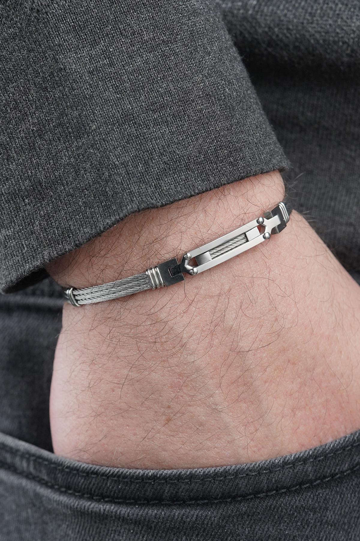 FRNCH 316L Çelik İtalyan Model Gümüş Renk Erkek Bileklik FRJ12887-3887-A