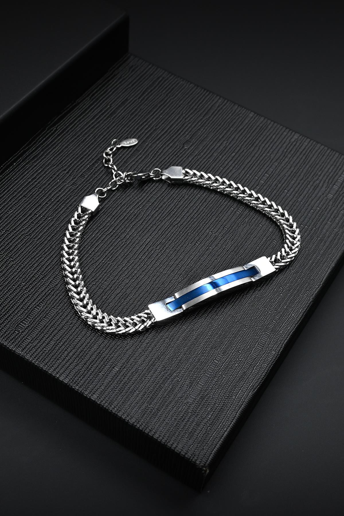 FRNCH 316L Çelik İtalyan Model Lacivert Renk Erkek Bileklik FRJ12879-3879-AL