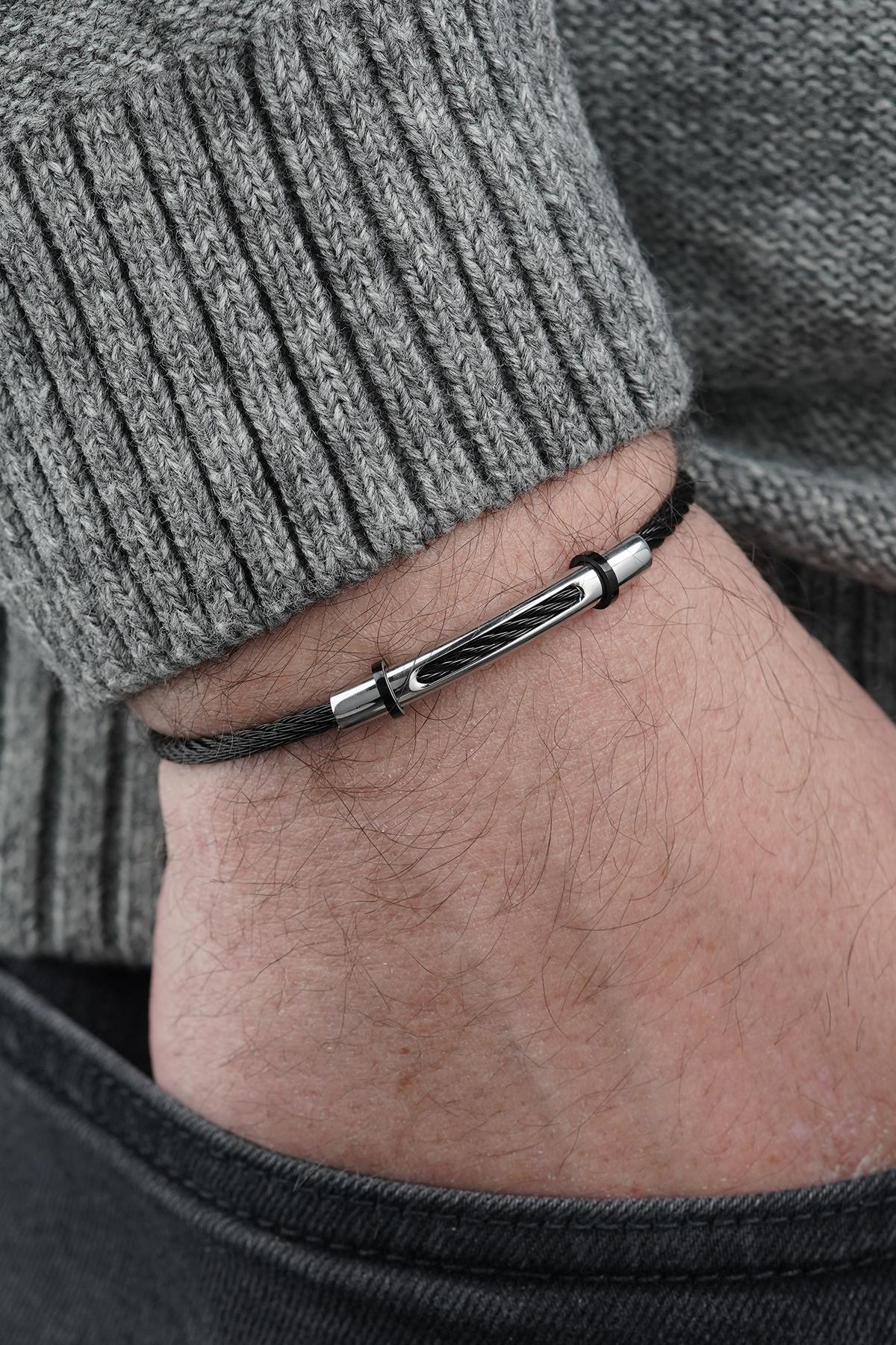 FRNCH 316L Çelik İtalyan Model Siyah Renk Erkek Bileklik FRJ12834-3834-B2A