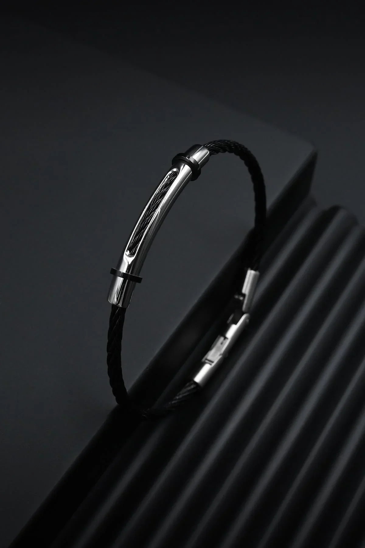 FRNCH 316L Çelik İtalyan Model Siyah Renk Erkek Bileklik FRJ12834-3834-B2A