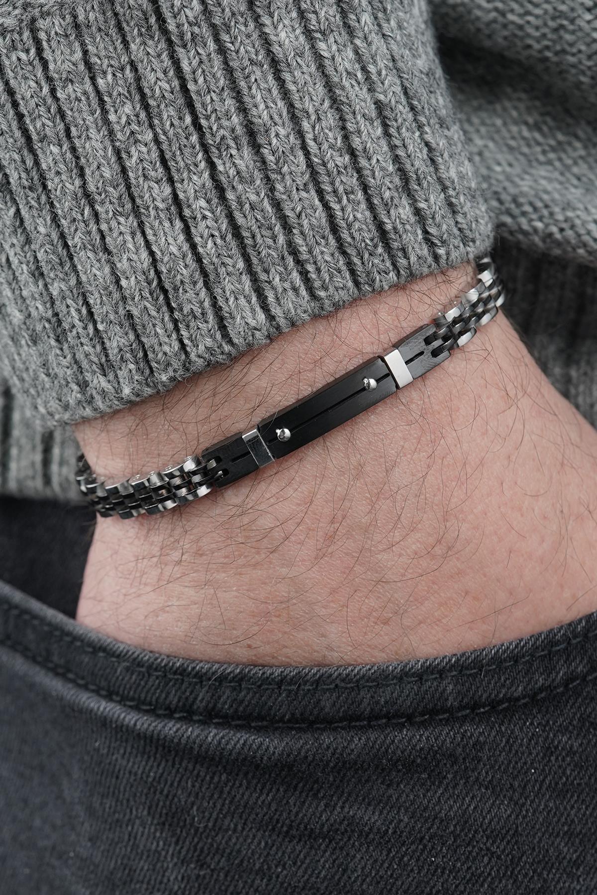 FRNCH 316L Çelik İtalyan Model Siyah Renk Erkek Bileklik FRJ12845-3845-B2A