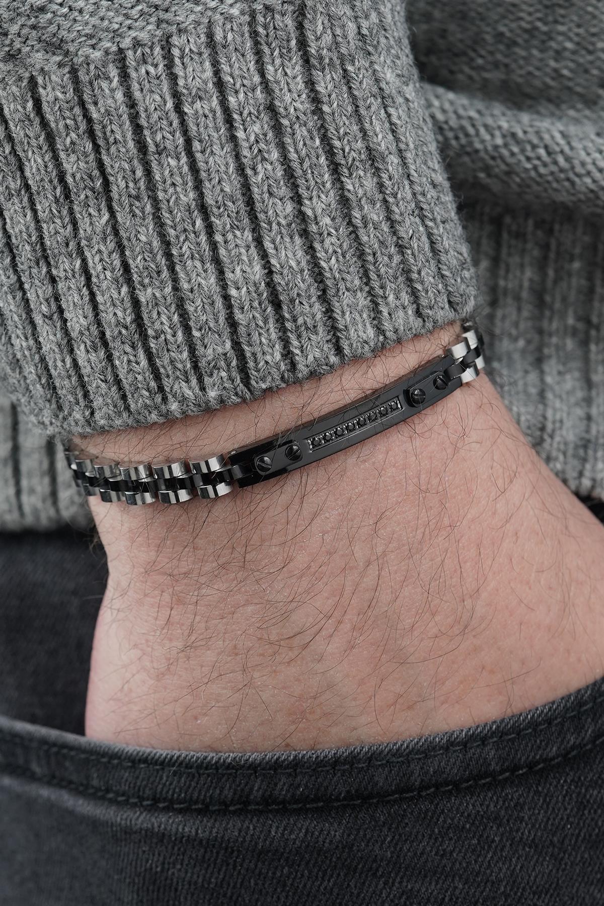 FRNCH 316L Çelik İtalyan Model Siyah Renk Erkek Bileklik FRJ12856-3856-AB2