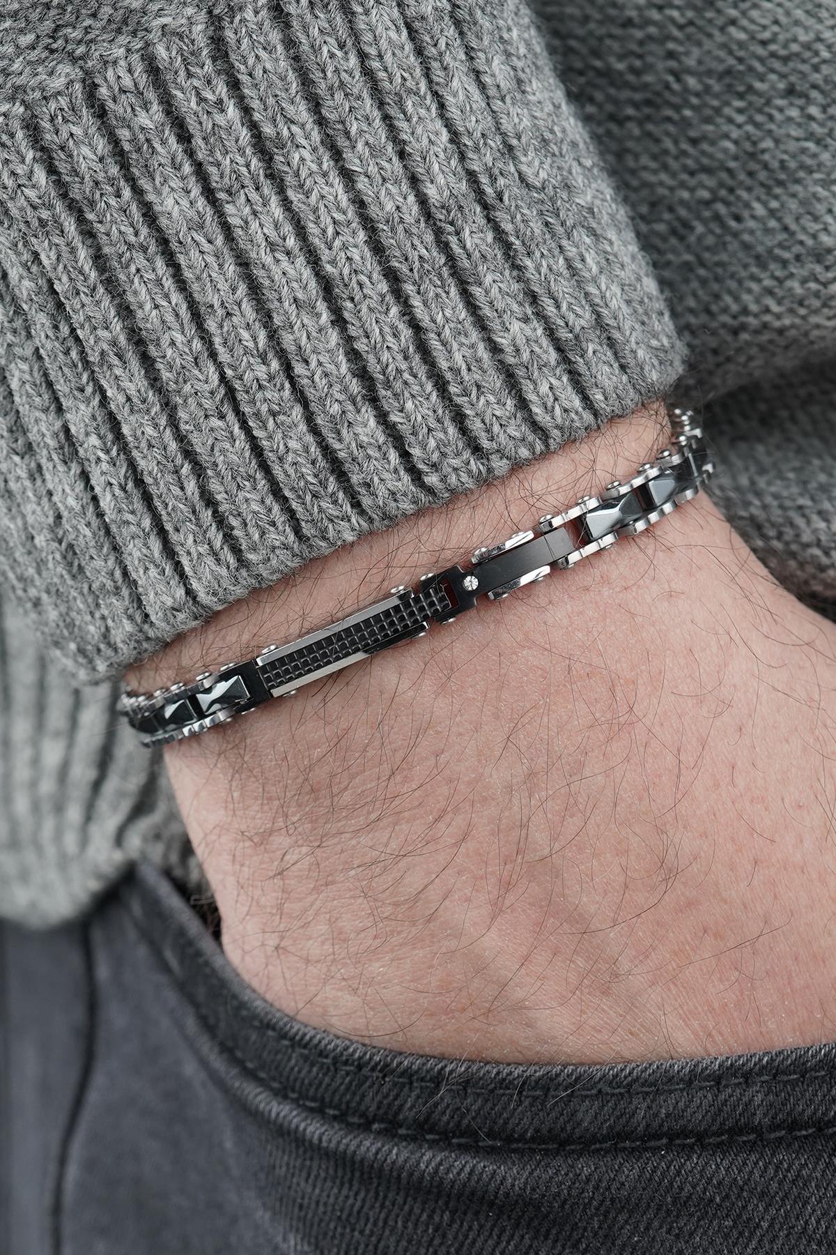 FRNCH 316L Çelik İtalyan Model Siyah Renk Erkek Bileklik FRJ12863-3863-AB2