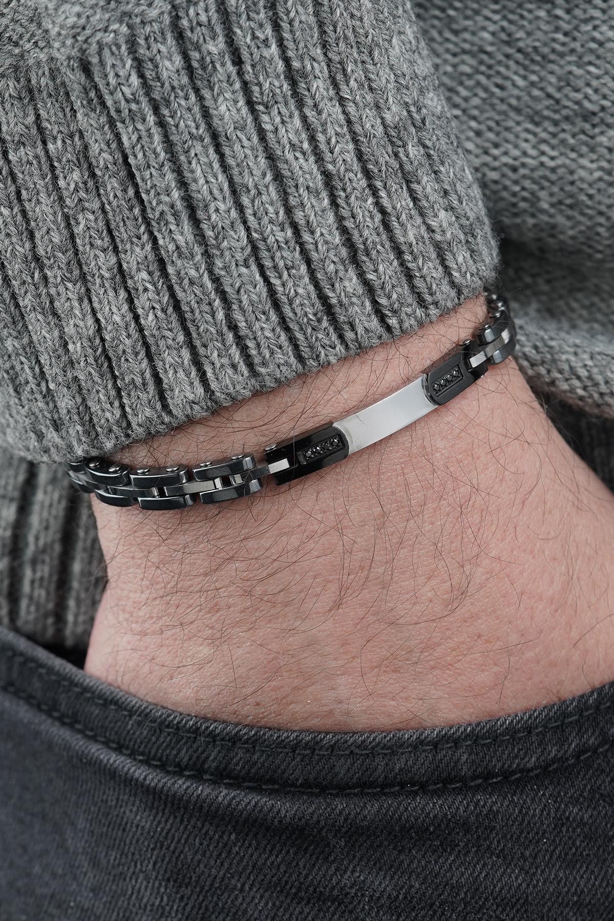 FRNCH 316L Çelik İtalyan Model Siyah Renk Erkek Bileklik FRJ12864-3864-AB2