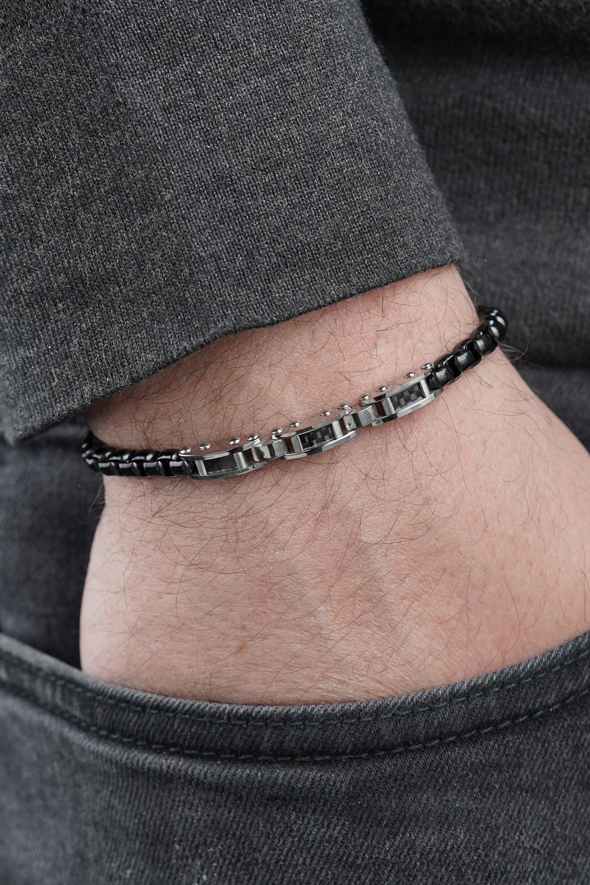 FRNCH 316L Çelik İtalyan Model Siyah Renk Erkek Bileklik FRJ12870-3870-B2