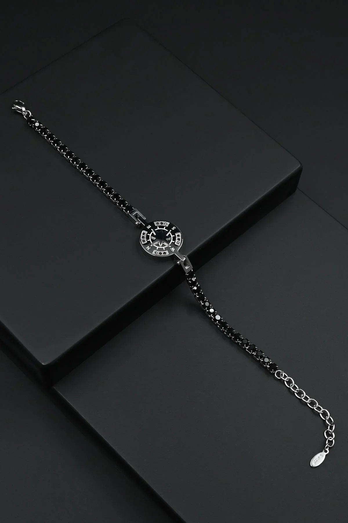 FRNCH 316L Çelik Pusula Figürlü Siyah Renk Erkek Bileklik FRJ12837-3837-AB2