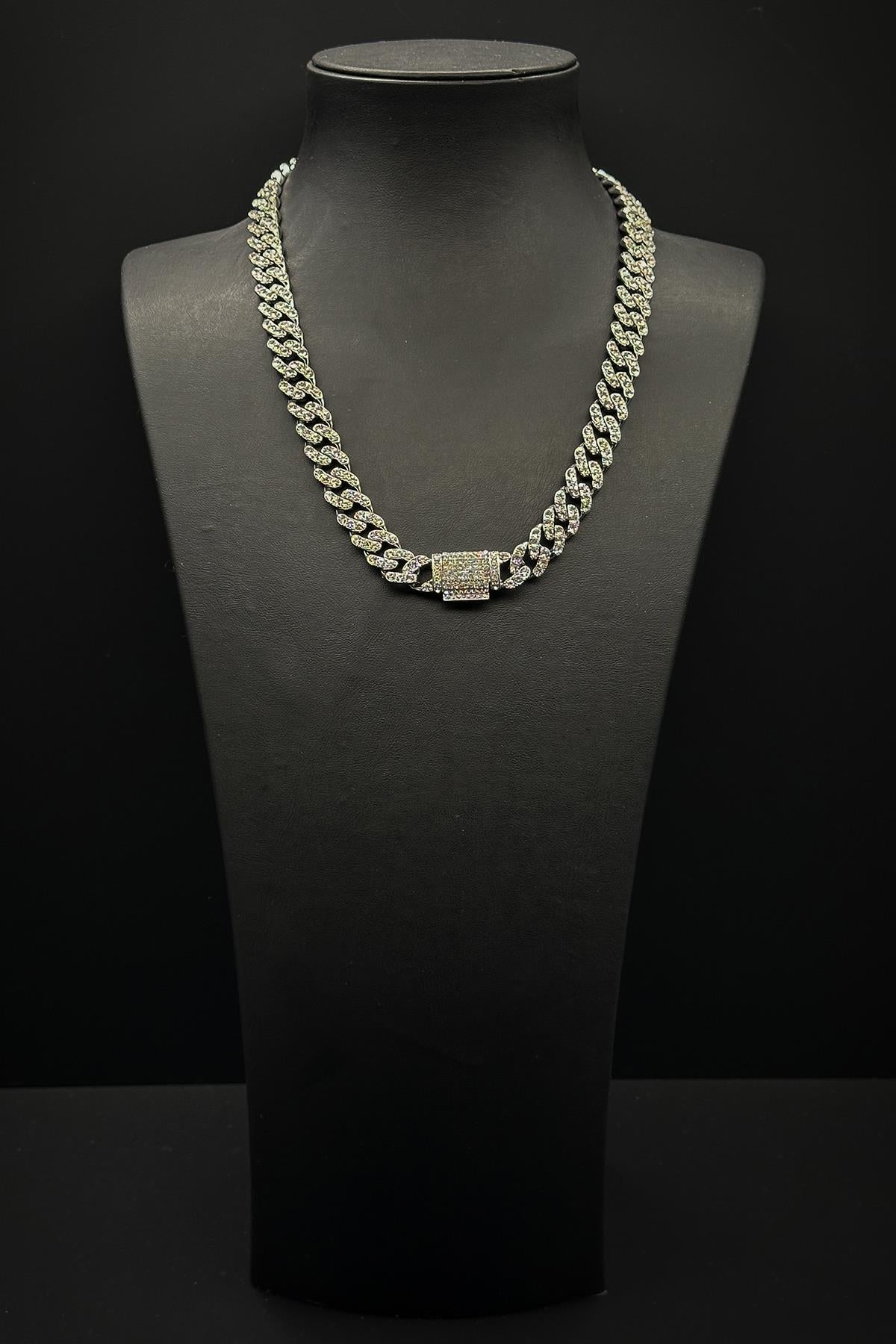 FRNCH 316L Çelik Zirkon Taşlı Gümüş Renk Tennis Erkek Kolye FRJ30756-856-A