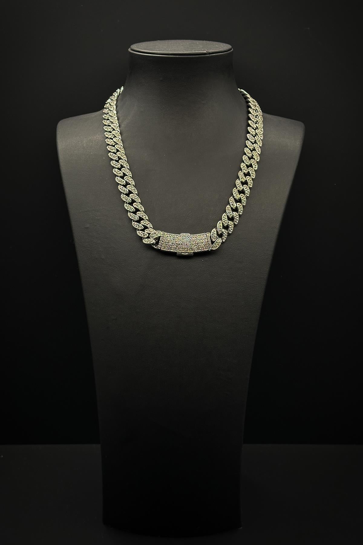 FRNCH 316L Çelik Zirkon Taşlı Gümüş Renk Tennis Erkek Kolye FRJ30758-858-A