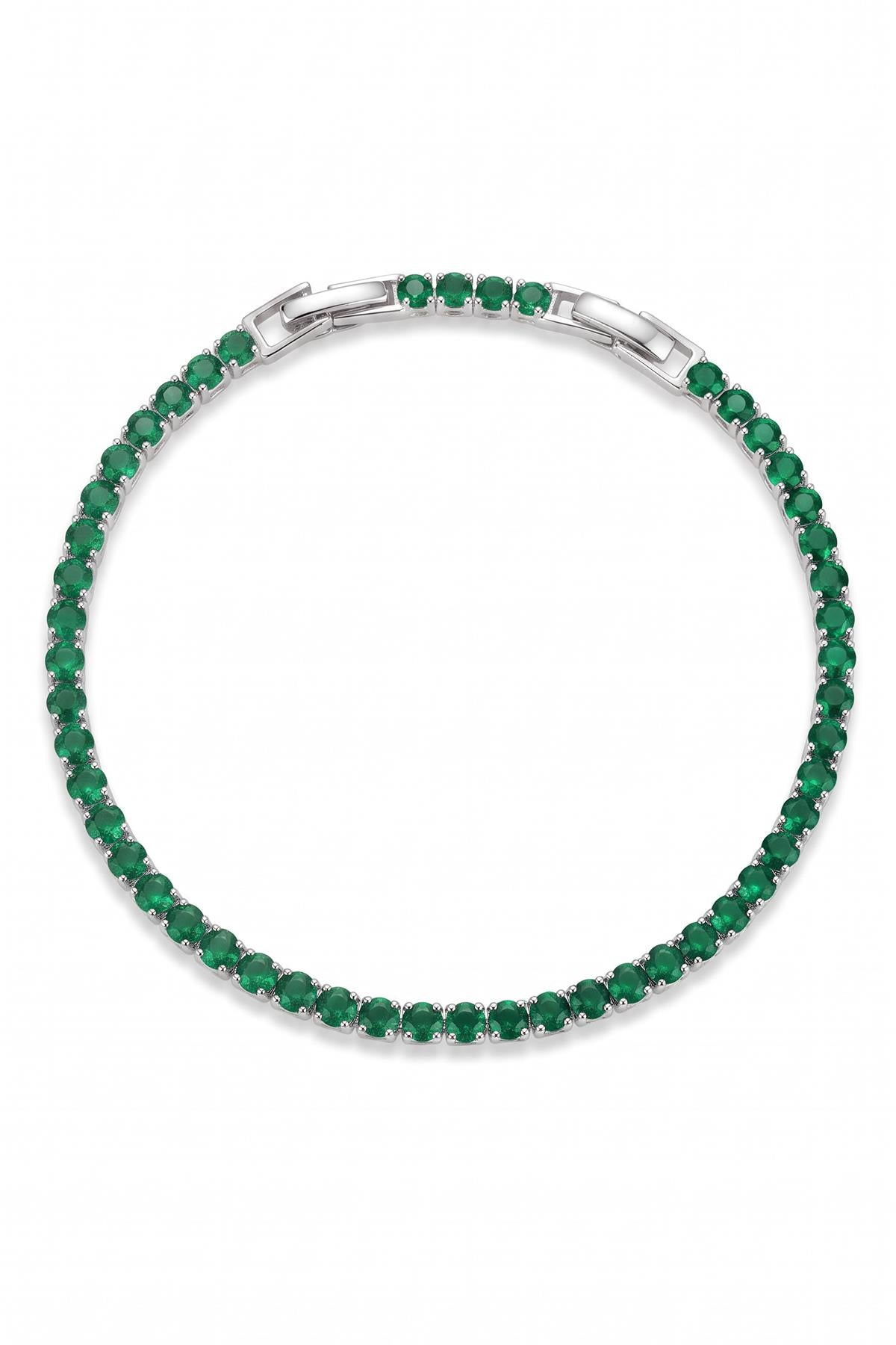 FRNCH 3MM Zirkon Taşlı Yeşil Renk Tennis Erkek Bileklik FRJ12204-3204-Y
