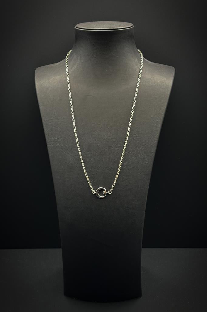 FRNCH 925 Ayar Gümüş Ay-Yıldız Figürlü Gümüş Renk Erkek Kolye FRJ30712-812-A