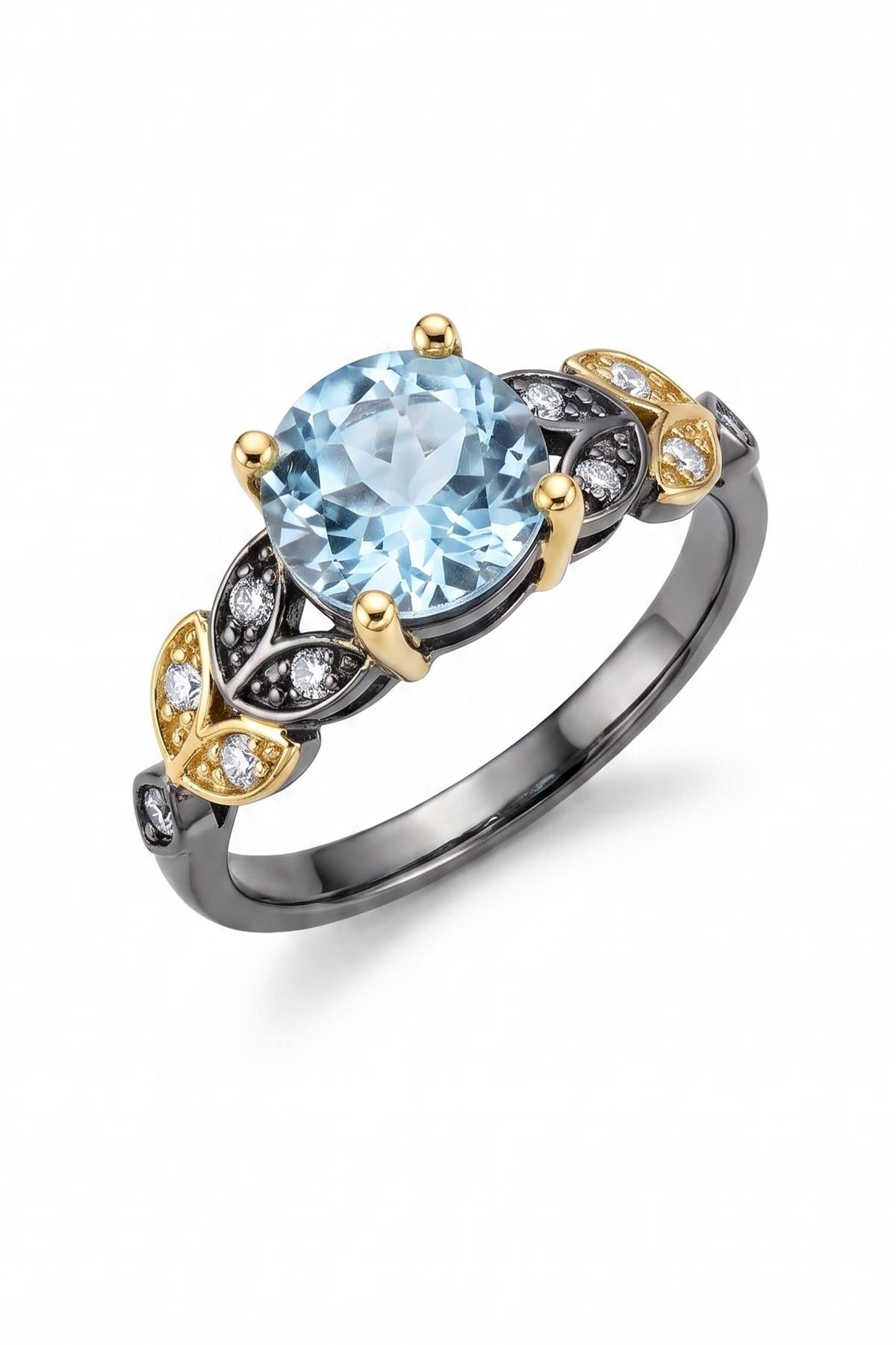 FRNCH 925 Ayar Gümüş Blue Topaz Taşlı Füme Renk Kadın Yüzük FRJ60103-203-BM