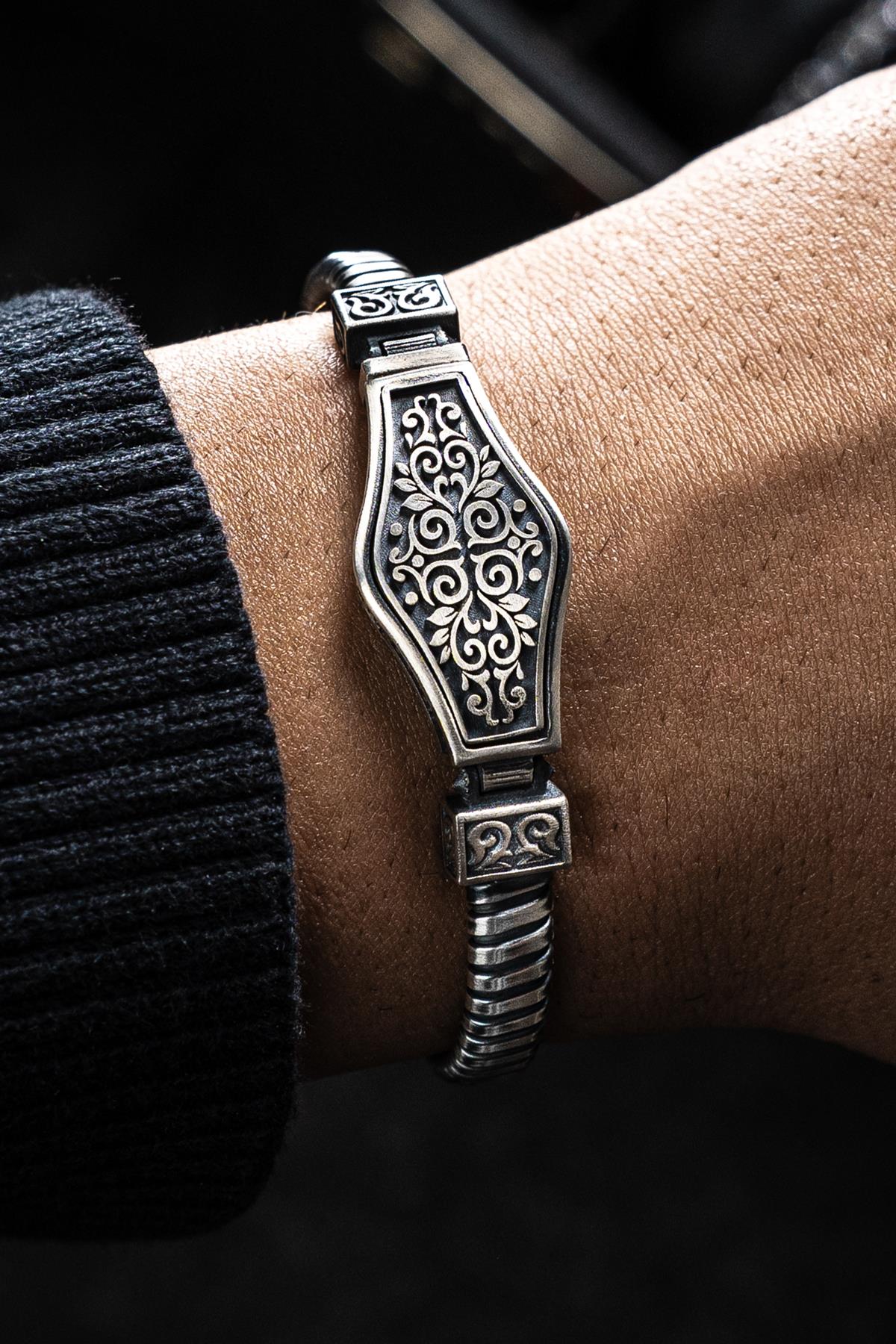 FRNCH 925 Ayar Gümüş Gothic Design Gümüş Renk Erkek Bileklik FRJ12669-3669-A