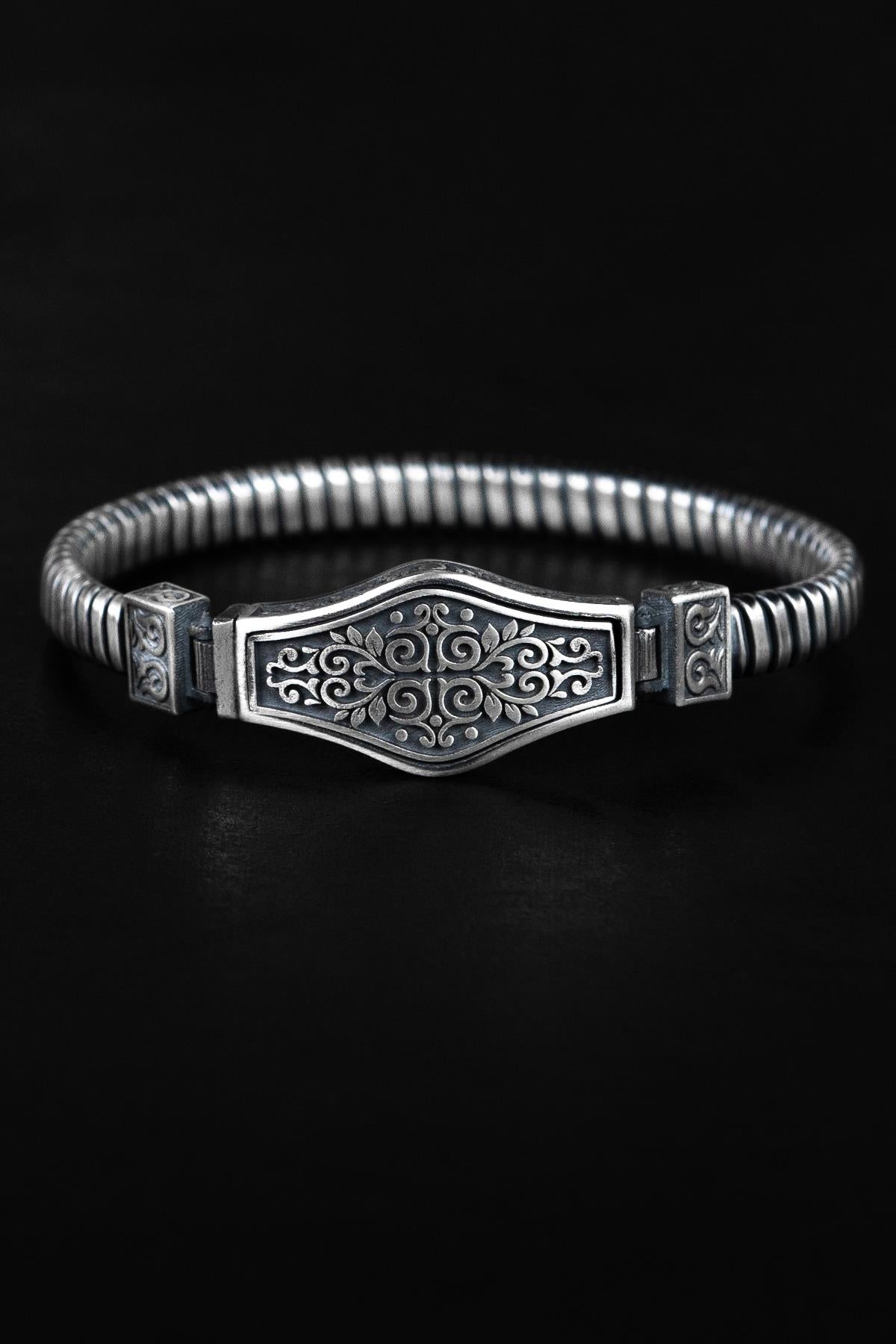 FRNCH 925 Ayar Gümüş Gothic Design Gümüş Renk Erkek Bileklik FRJ12669-3669-A
