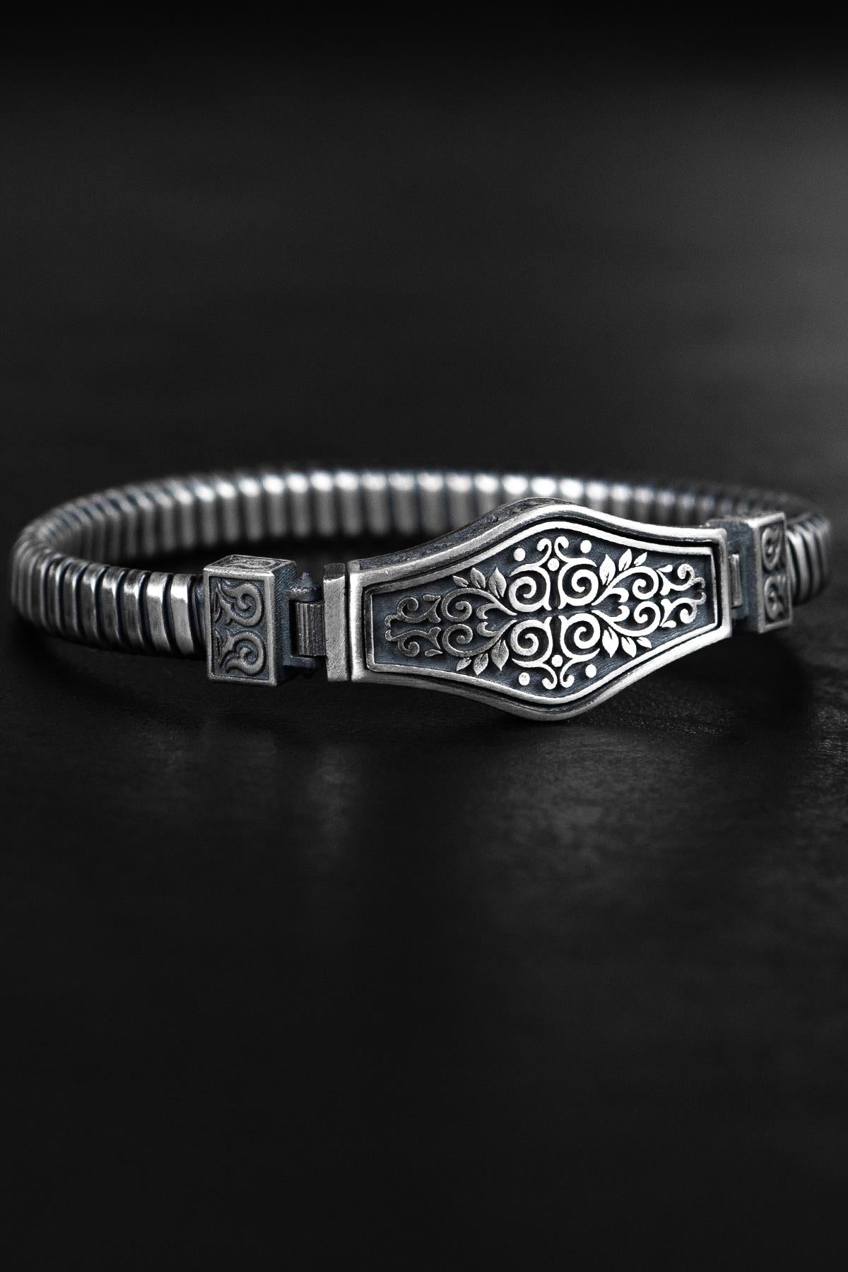 FRNCH 925 Ayar Gümüş Gothic Design Gümüş Renk Erkek Bileklik FRJ12669-3669-A