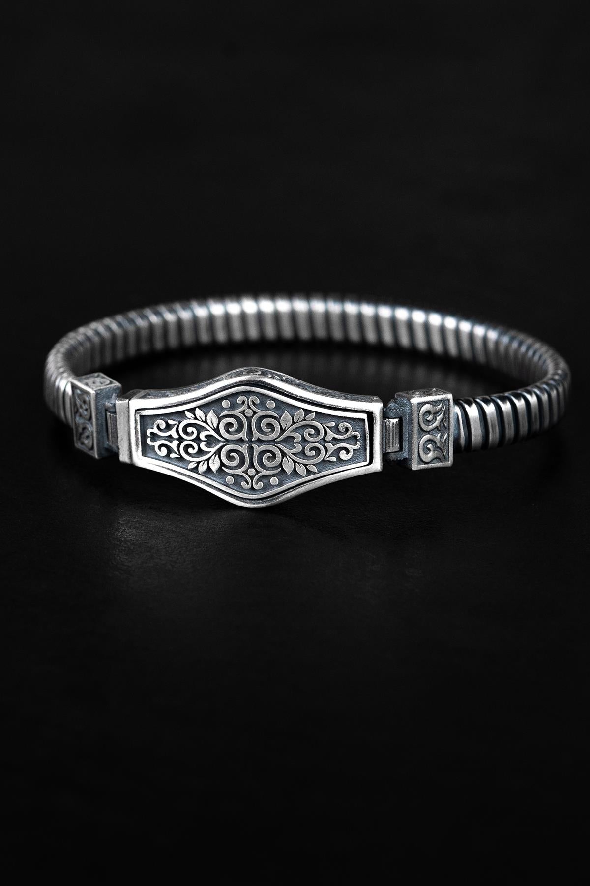 FRNCH 925 Ayar Gümüş Gothic Design Gümüş Renk Erkek Bileklik FRJ12669-3669-A