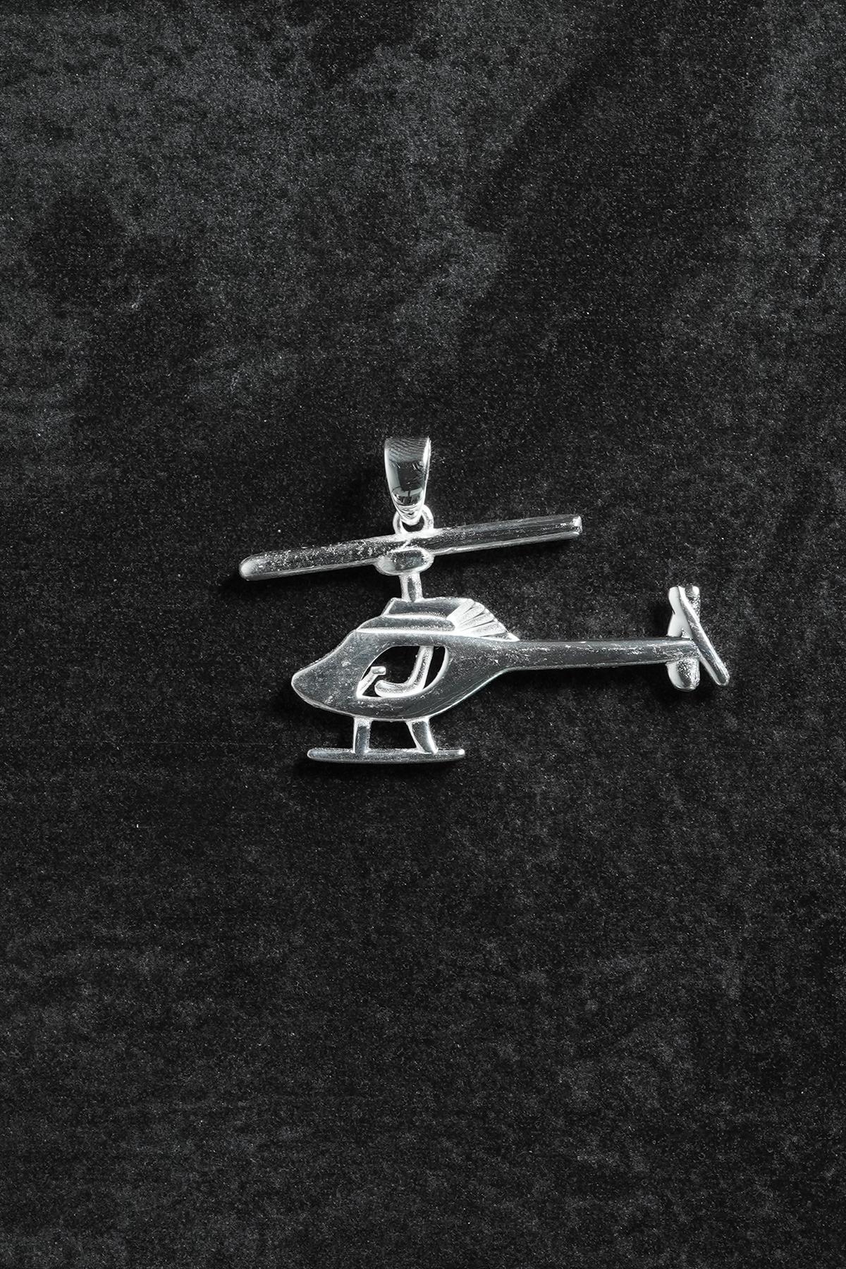 FRNCH 925 Ayar Gümüş Helikopter Figürlü Gümüş Renk Erkek Kolye Ucu FRKU-1008