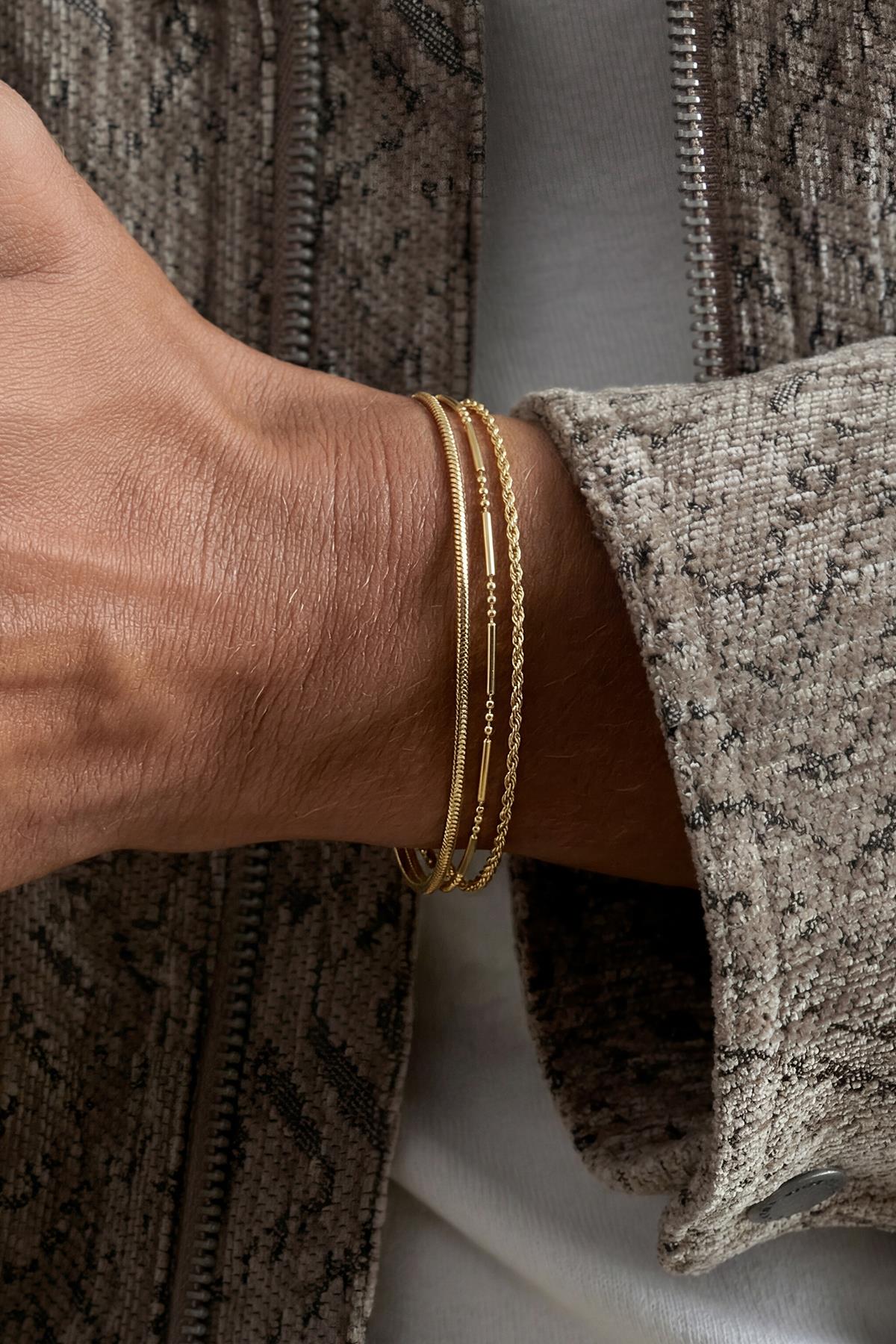 FRNCH 925 Ayar Gümüş İtalyan Model Altın Renk Erkek Bileklik Set FRJ12900-3900-G