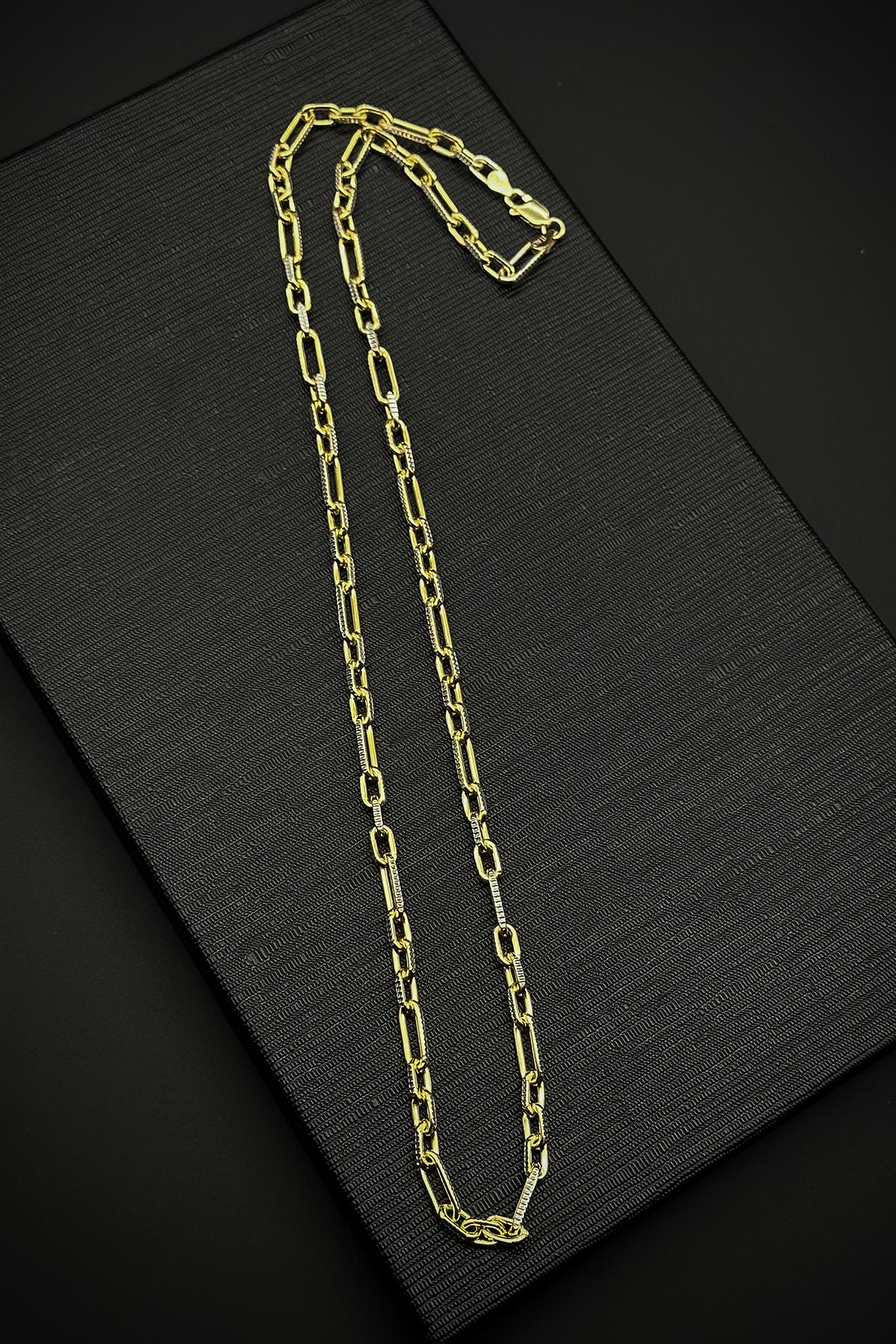 FRNCH 925 Ayar Gümüş İtalyan Model Altın Renk Erkek Kolye FRJ30734-834-G