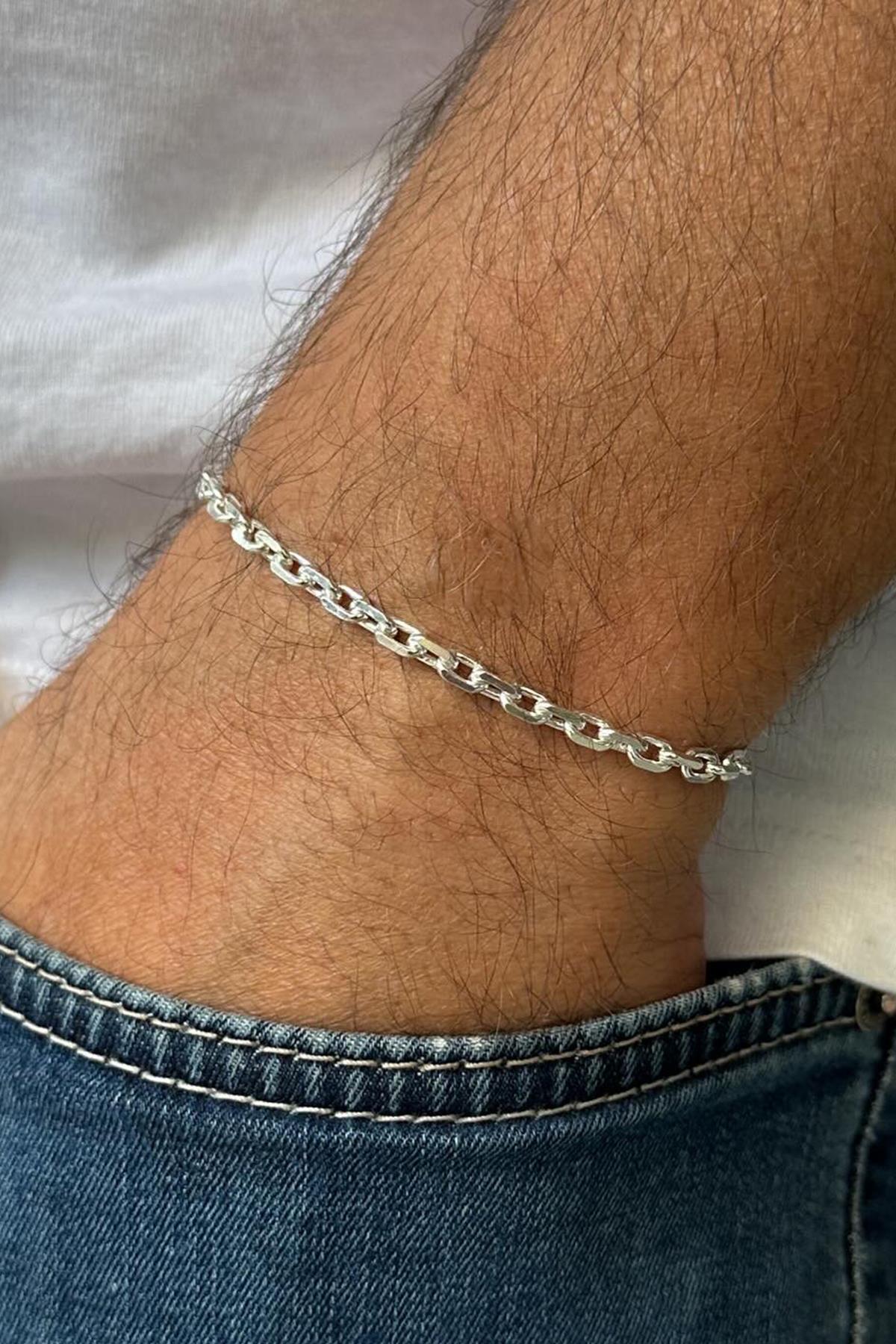 FRNCH 925 Ayar Gümüş İtalyan Model Gümüş Renk Erkek Bileklik FRJ11992-2092-A