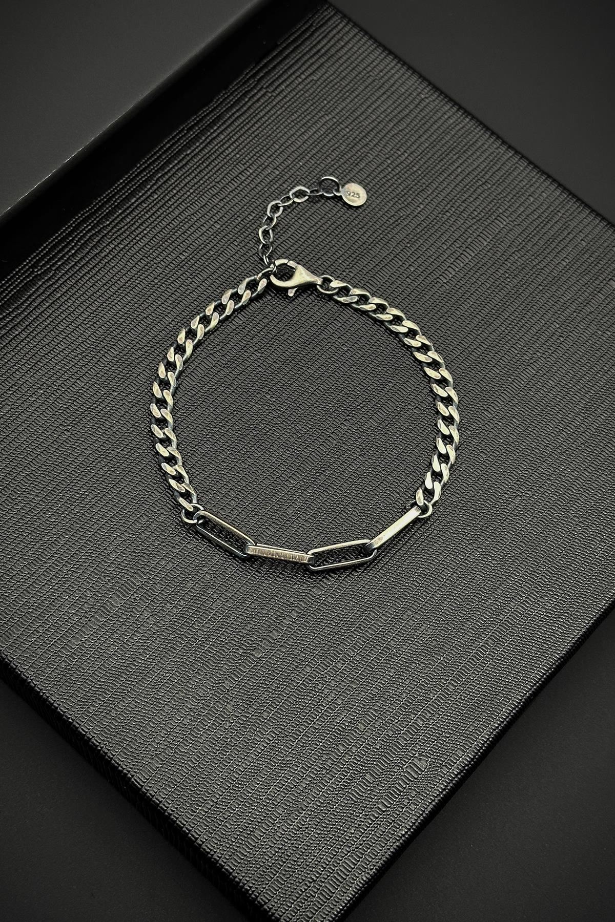 FRNCH 925 Ayar Gümüş İtalyan Model Gümüş Renk Erkek Bileklik FRJ12037-3037-A