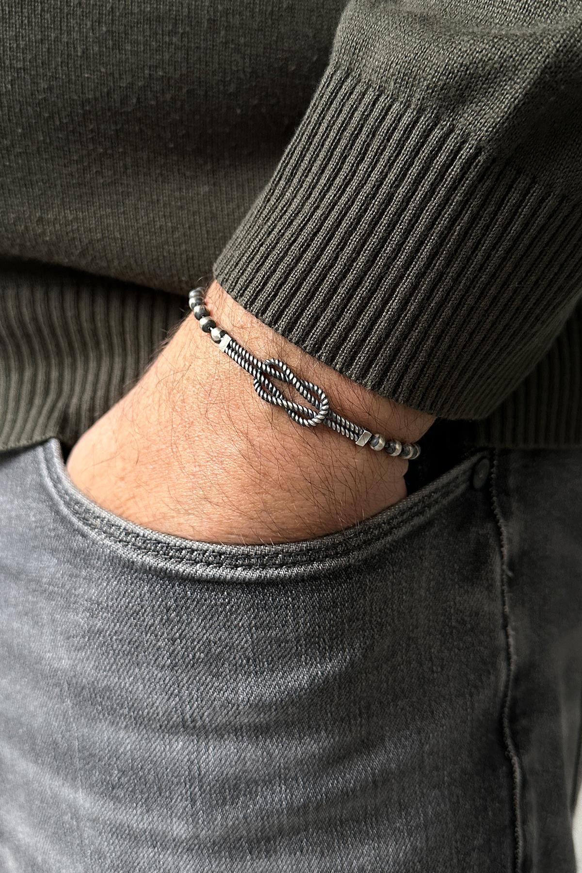 FRNCH 925 Ayar Gümüş İtalyan Model Gümüş Renk Erkek Bileklik FRJ12051-3051-S