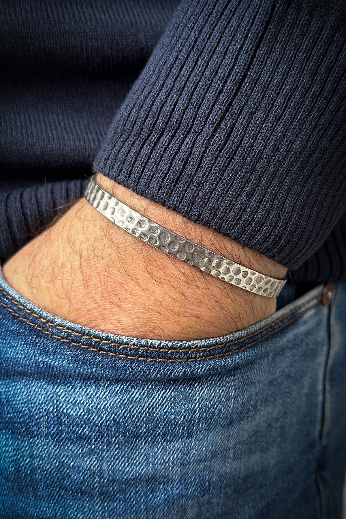 FRNCH 925 Ayar Gümüş İtalyan Model Gümüş Renk Erkek Bileklik FRJ12066-3066-A