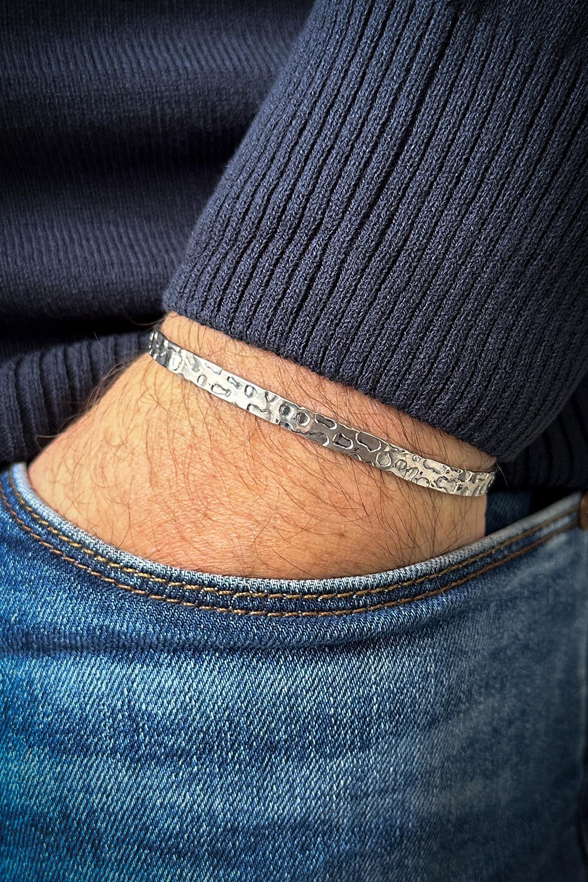 FRNCH 925 Ayar Gümüş İtalyan Model Gümüş Renk Erkek Bileklik FRJ12069-3069-A