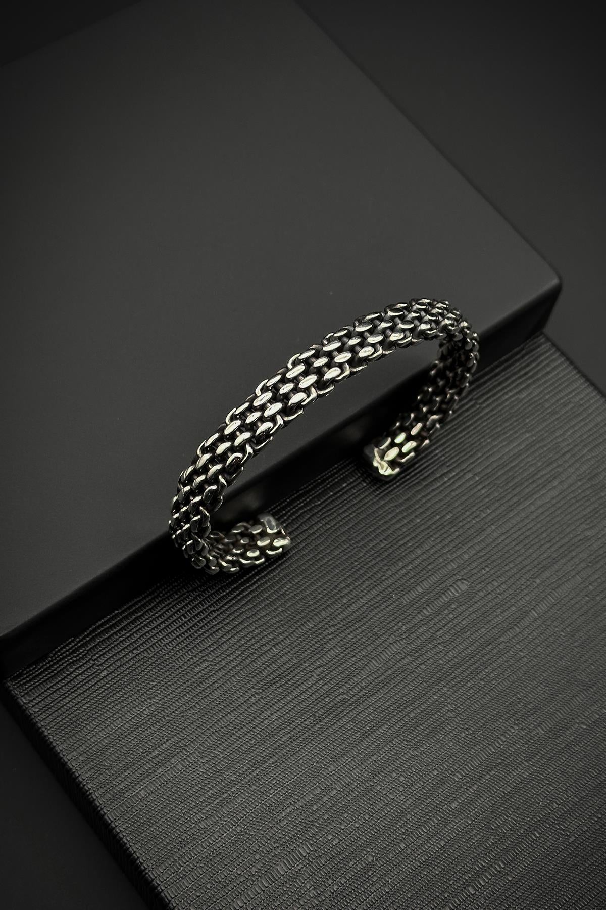 FRNCH 925 Ayar Gümüş İtalyan Model Gümüş Renk Erkek Bileklik FRJ12070-3070-A