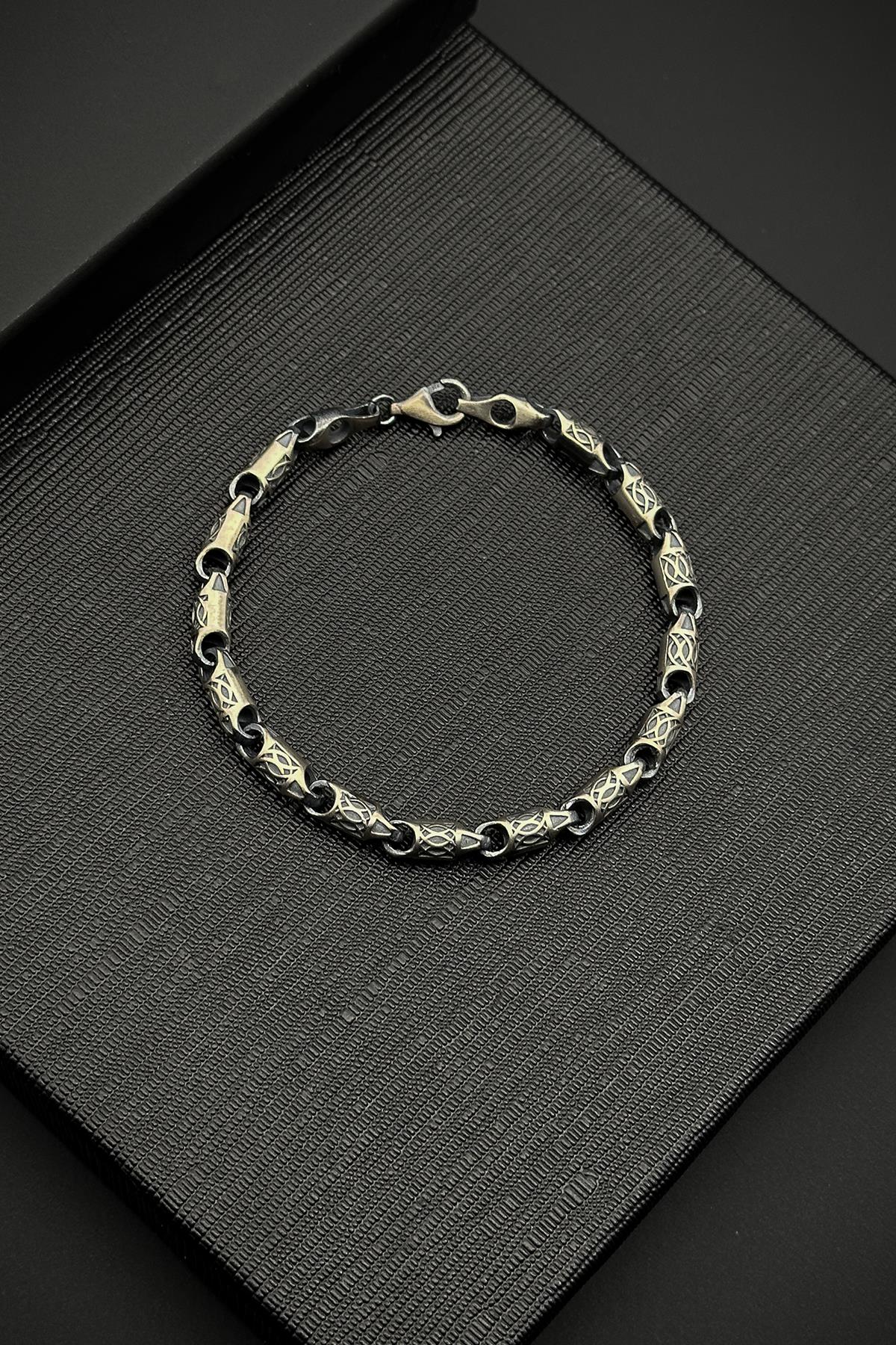 FRNCH 925 Ayar Gümüş İtalyan Model Gümüş Renk Erkek Bileklik FRJ12118-3118-A