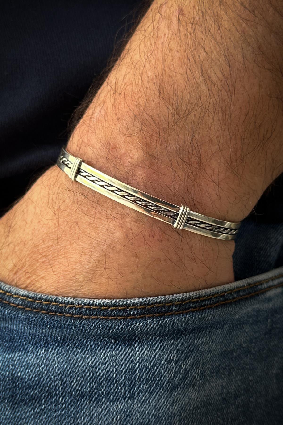 FRNCH 925 Ayar Gümüş İtalyan Model Gümüş Renk Erkek Bileklik FRJ12164-3164-A