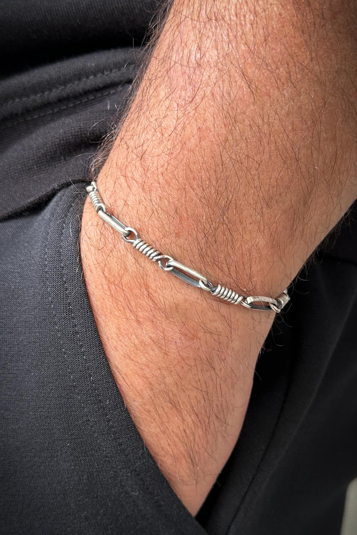 FRNCH 925 Ayar Gümüş İtalyan Model Gümüş Renk Erkek Bileklik FRJ12194-3194-A