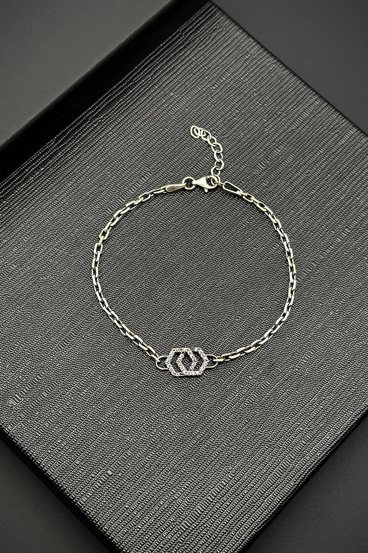 FRNCH 925 Ayar Gümüş İtalyan Model Gümüş Renk Erkek Bileklik FRJ12208-3208-A