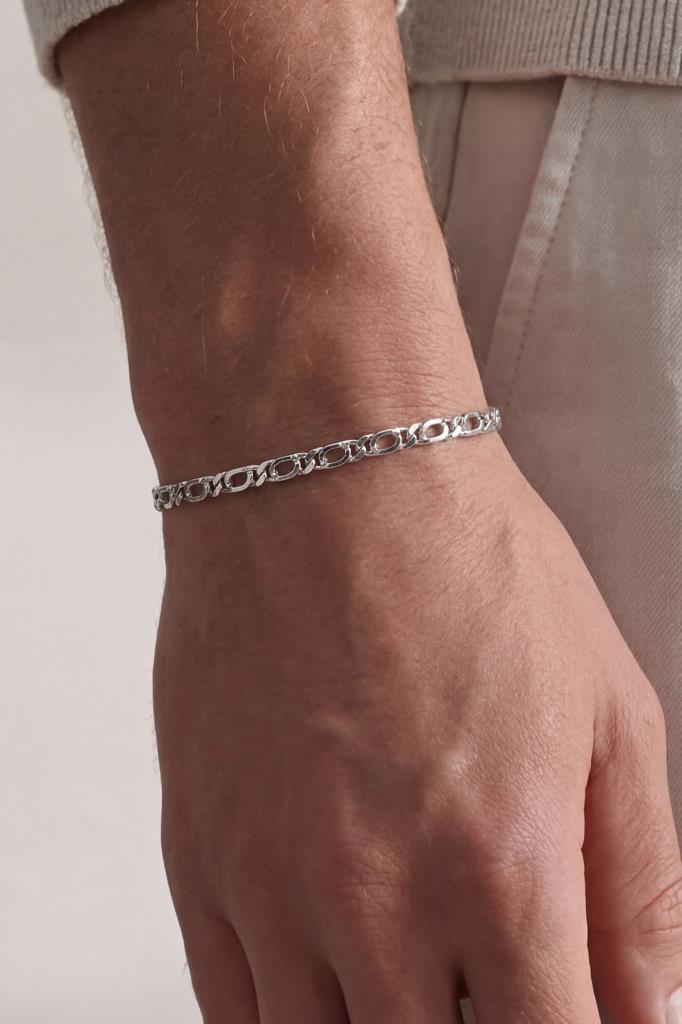 FRNCH 925 Ayar Gümüş İtalyan Model Gümüş Renk Erkek Bileklik FRJ12466-3466-A