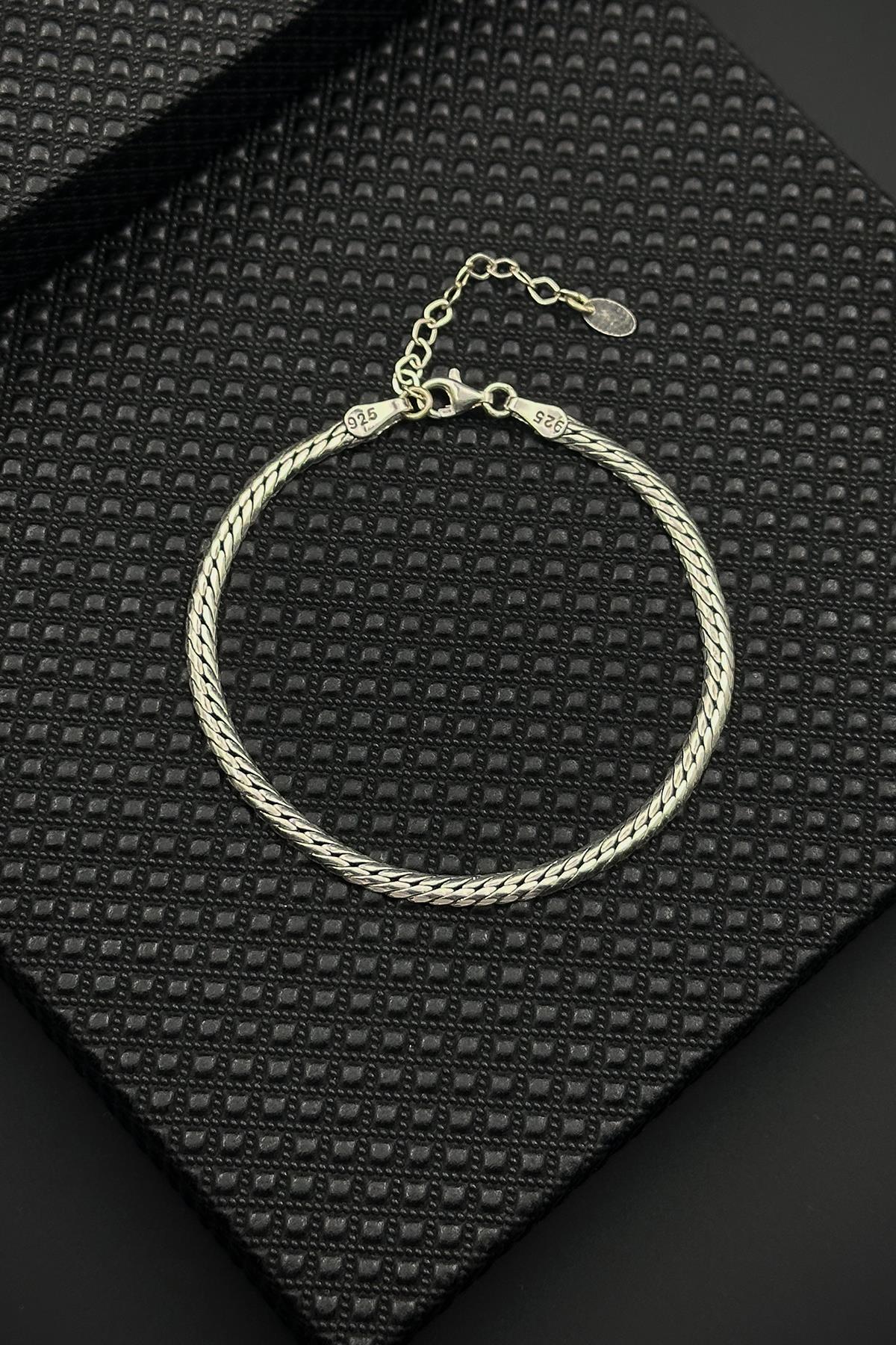 FRNCH 925 Ayar Gümüş italyan Model Gümüş Renk Erkek Bileklik FRJ12630-3630-A