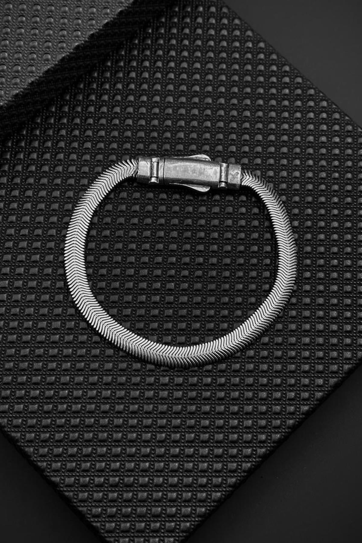 FRNCH 925 Ayar Gümüş İtalyan Model Gümüş Renk Erkek Bileklik FRJ12698-3698-A