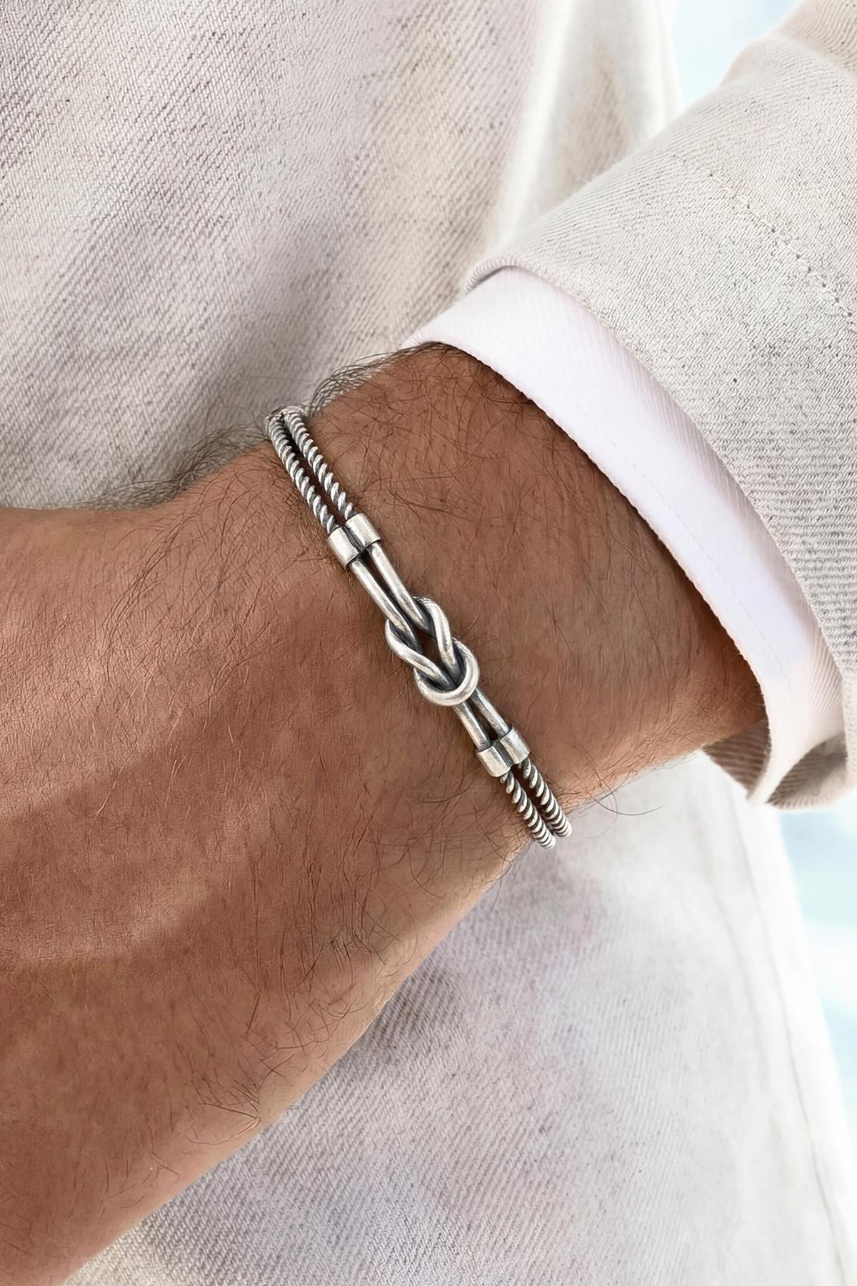 FRNCH 925 Ayar Gümüş İtalyan Model Gümüş Renk Erkek Bileklik FRJ12893-3893-A