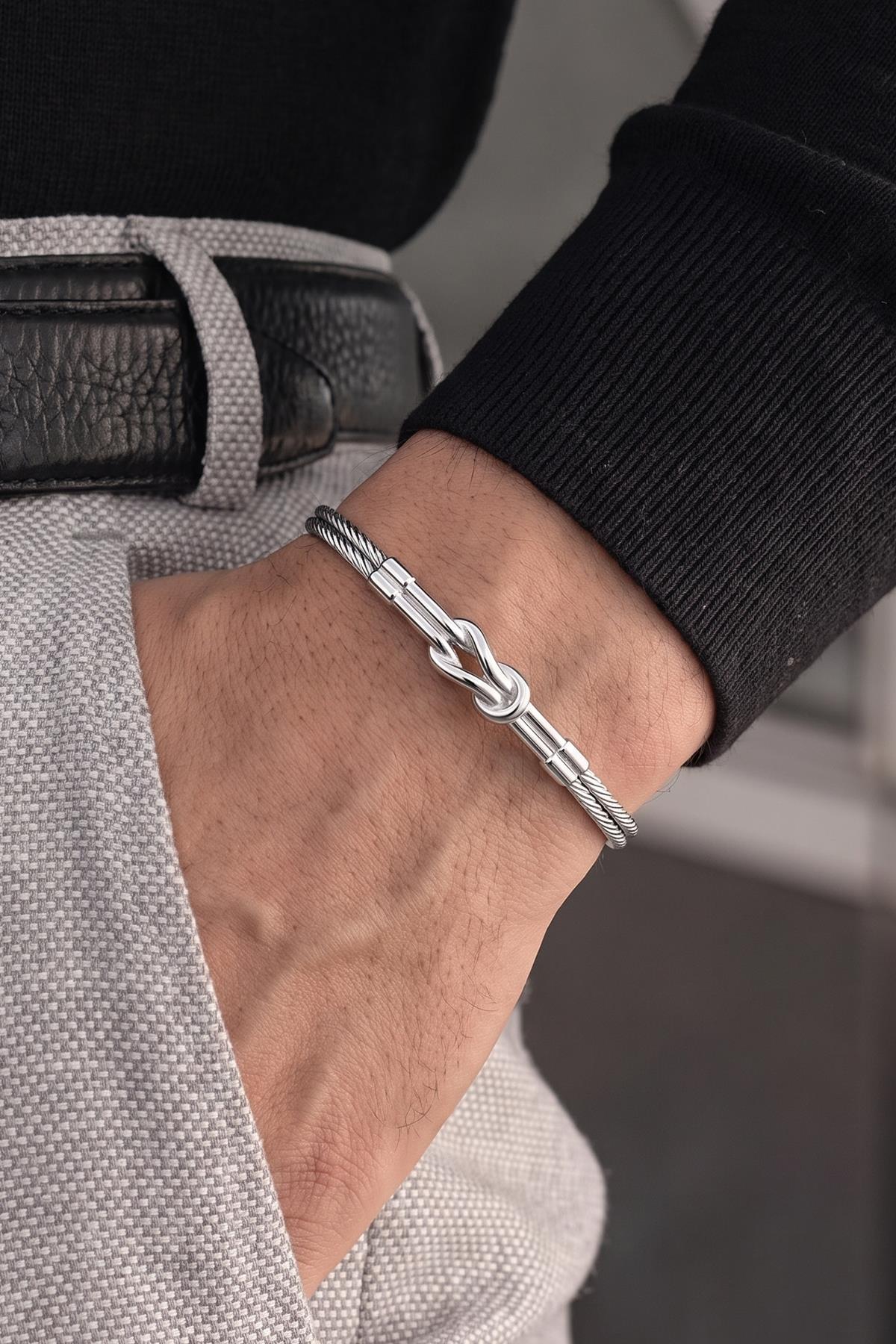 FRNCH 925 Ayar Gümüş İtalyan Model Gümüş Renk Erkek Bileklik FRJ12893-3893-A2