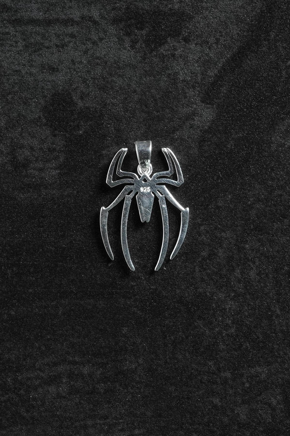 FRNCH 925 Ayar Gümüş Örümcek Figürlü Gümüş Renk Erkek Kolye Ucu FRKU-1058